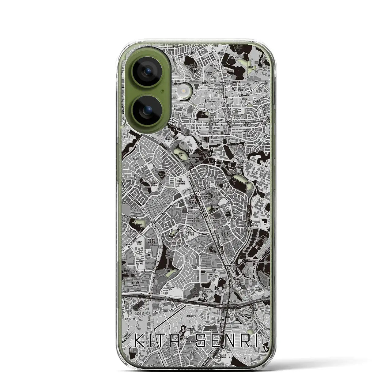 【北千里（大阪府）】地図柄iPhoneケース（クリアタイプ）
