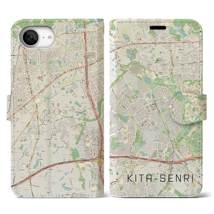 【北千里（大阪府）】地図柄iPhoneケース（手帳タイプ）