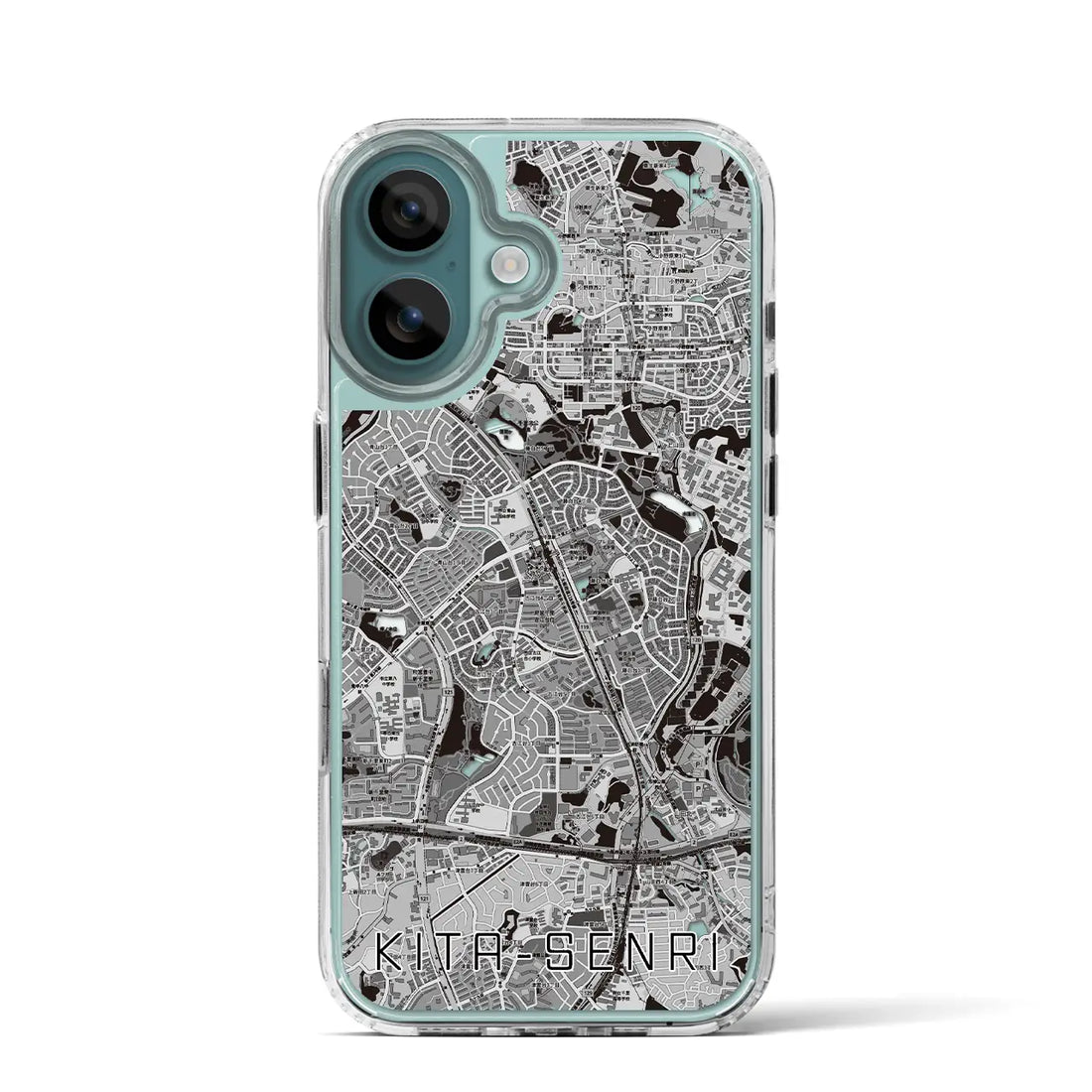 【北千里(大阪府)】地図柄iPhoneケース(MagSafeタイプ)モノトーン・iPhone 16 Pro 用