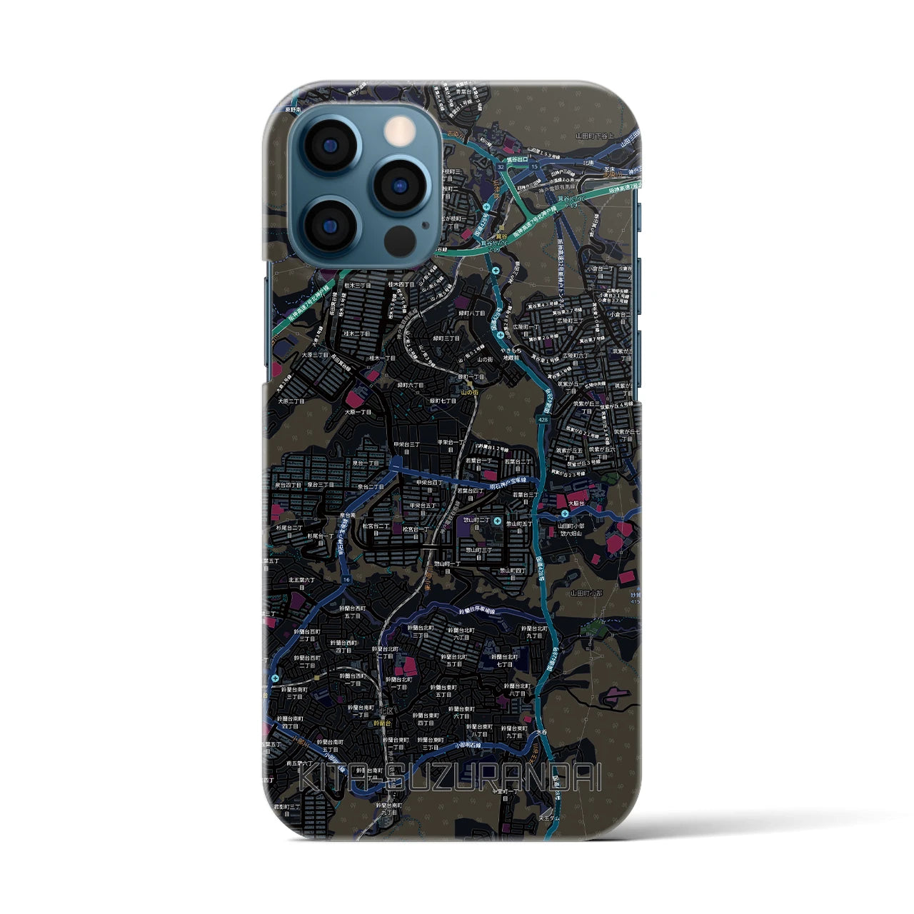 【北鈴蘭台（兵庫県）】地図柄iPhoneケース（バックカバータイプ）