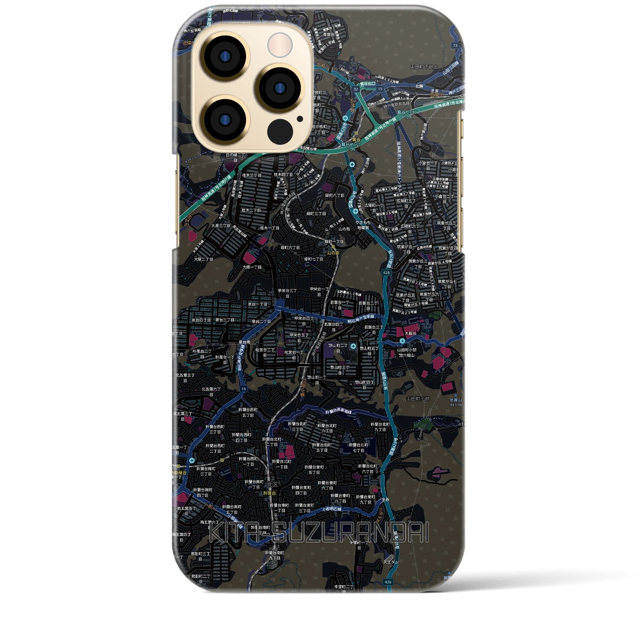 【北鈴蘭台（兵庫県）】地図柄iPhoneケース（バックカバータイプ）