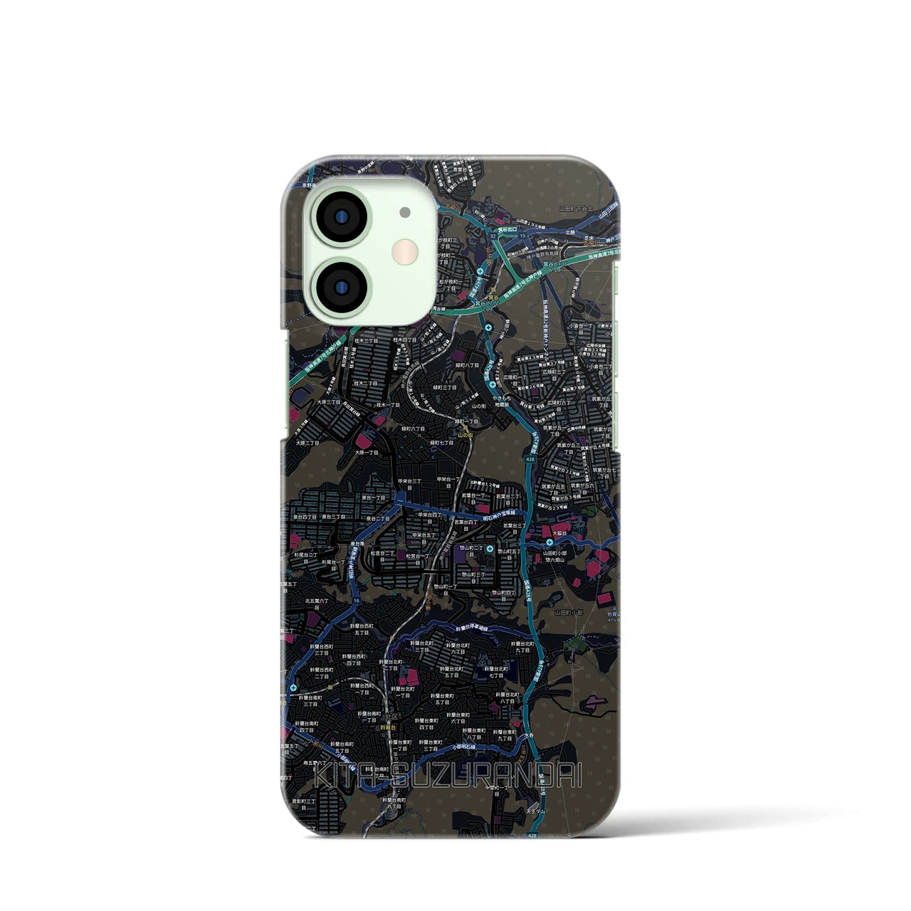 【北鈴蘭台（兵庫県）】地図柄iPhoneケース（バックカバータイプ）