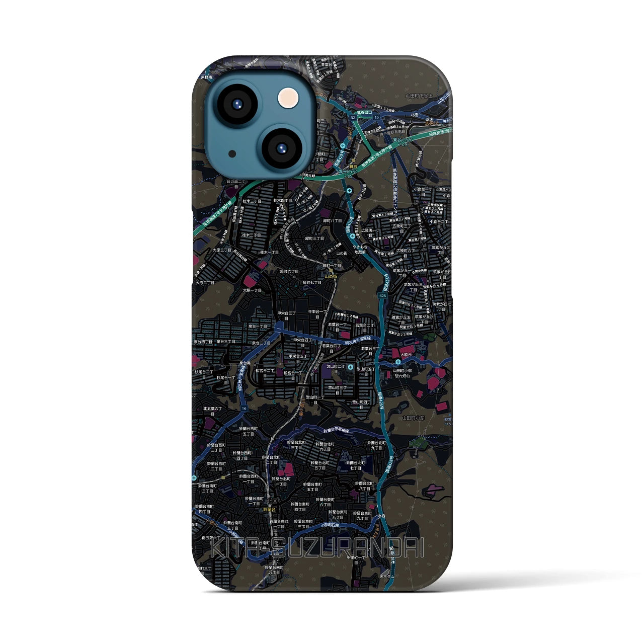 【北鈴蘭台（兵庫県）】地図柄iPhoneケース（バックカバータイプ）