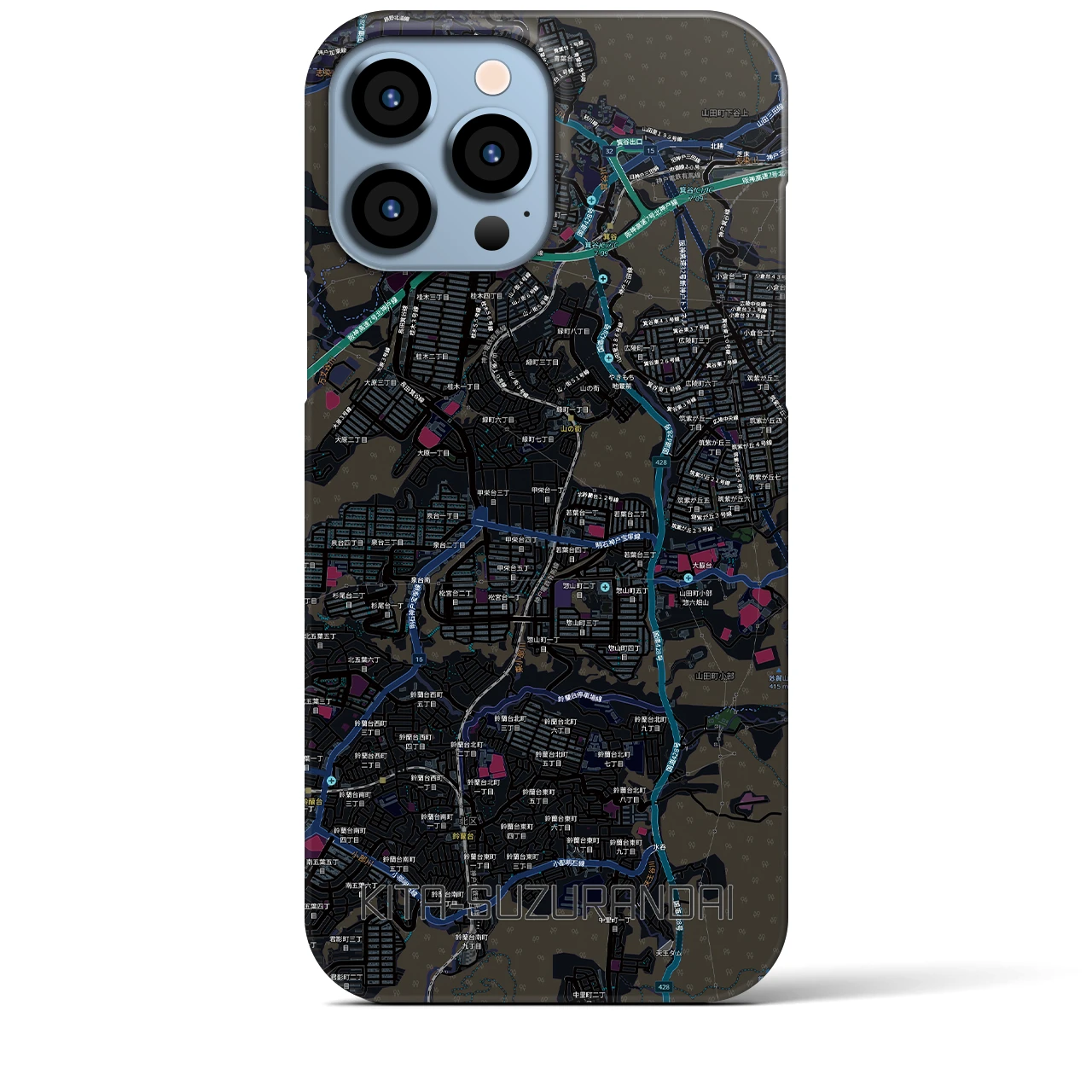 【北鈴蘭台（兵庫県）】地図柄iPhoneケース（バックカバータイプ）
