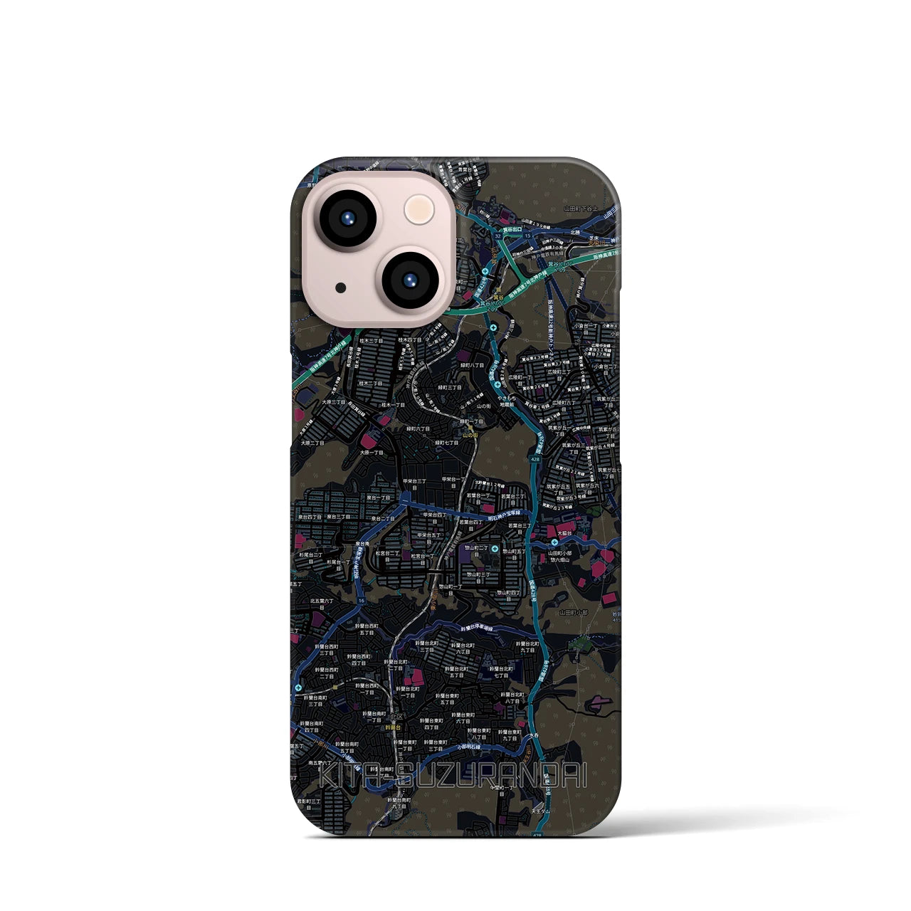 【北鈴蘭台（兵庫県）】地図柄iPhoneケース（バックカバータイプ）
