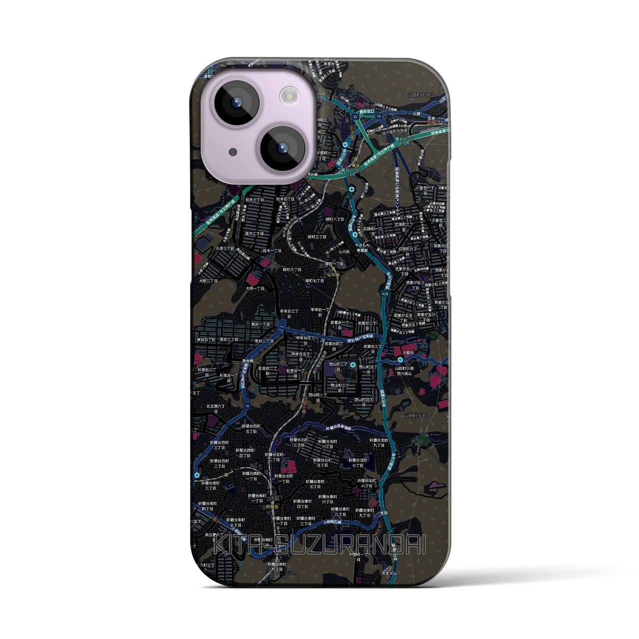 【北鈴蘭台（兵庫県）】地図柄iPhoneケース（バックカバータイプ）