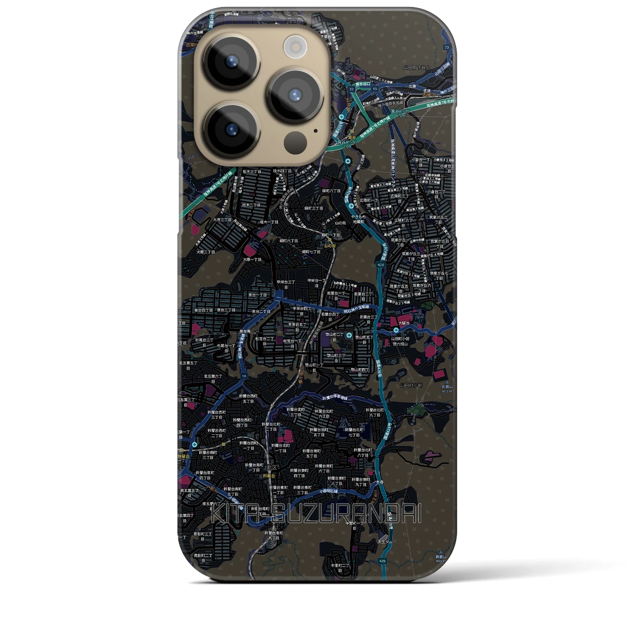 【北鈴蘭台（兵庫県）】地図柄iPhoneケース（バックカバータイプ）