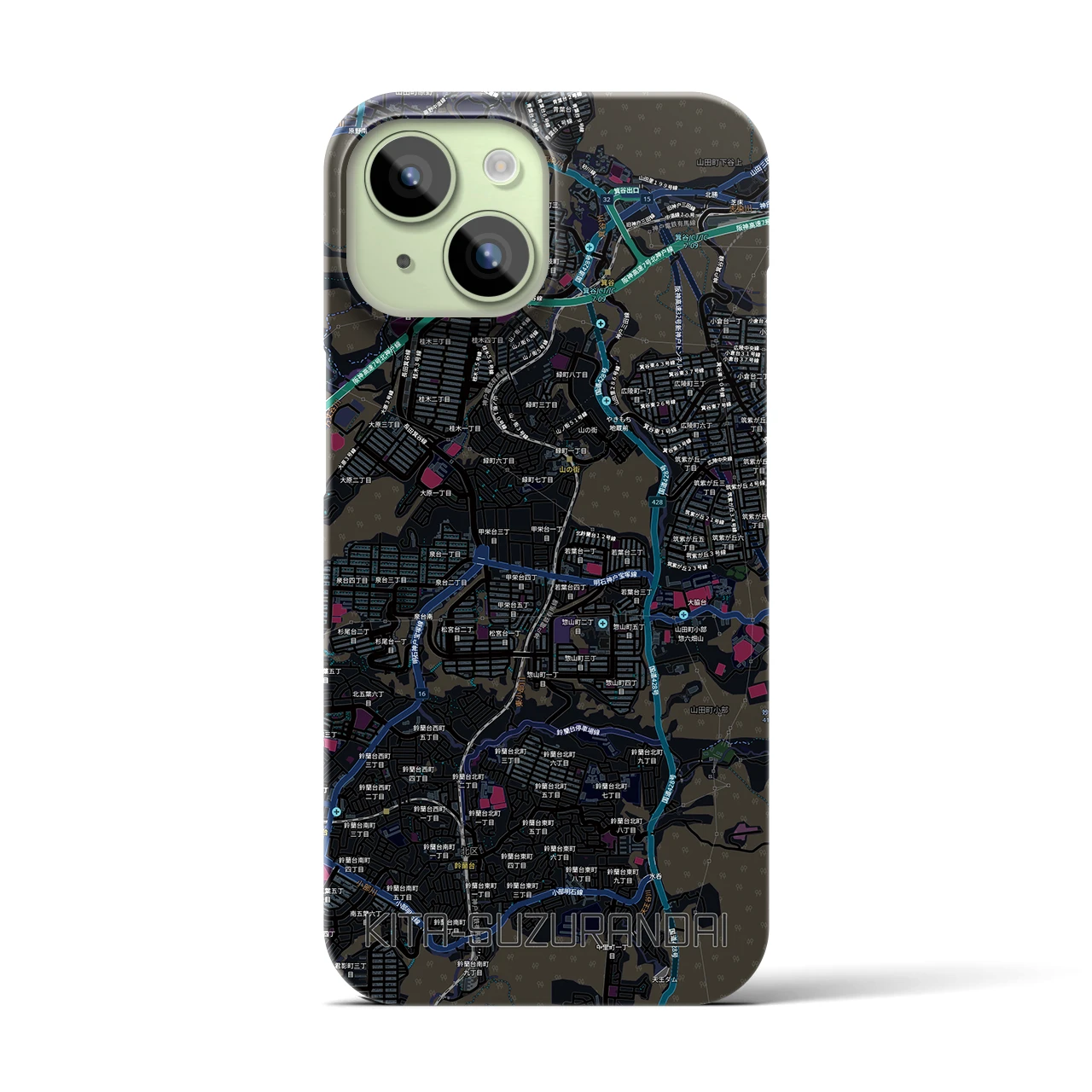 【北鈴蘭台（兵庫県）】地図柄iPhoneケース（バックカバータイプ）