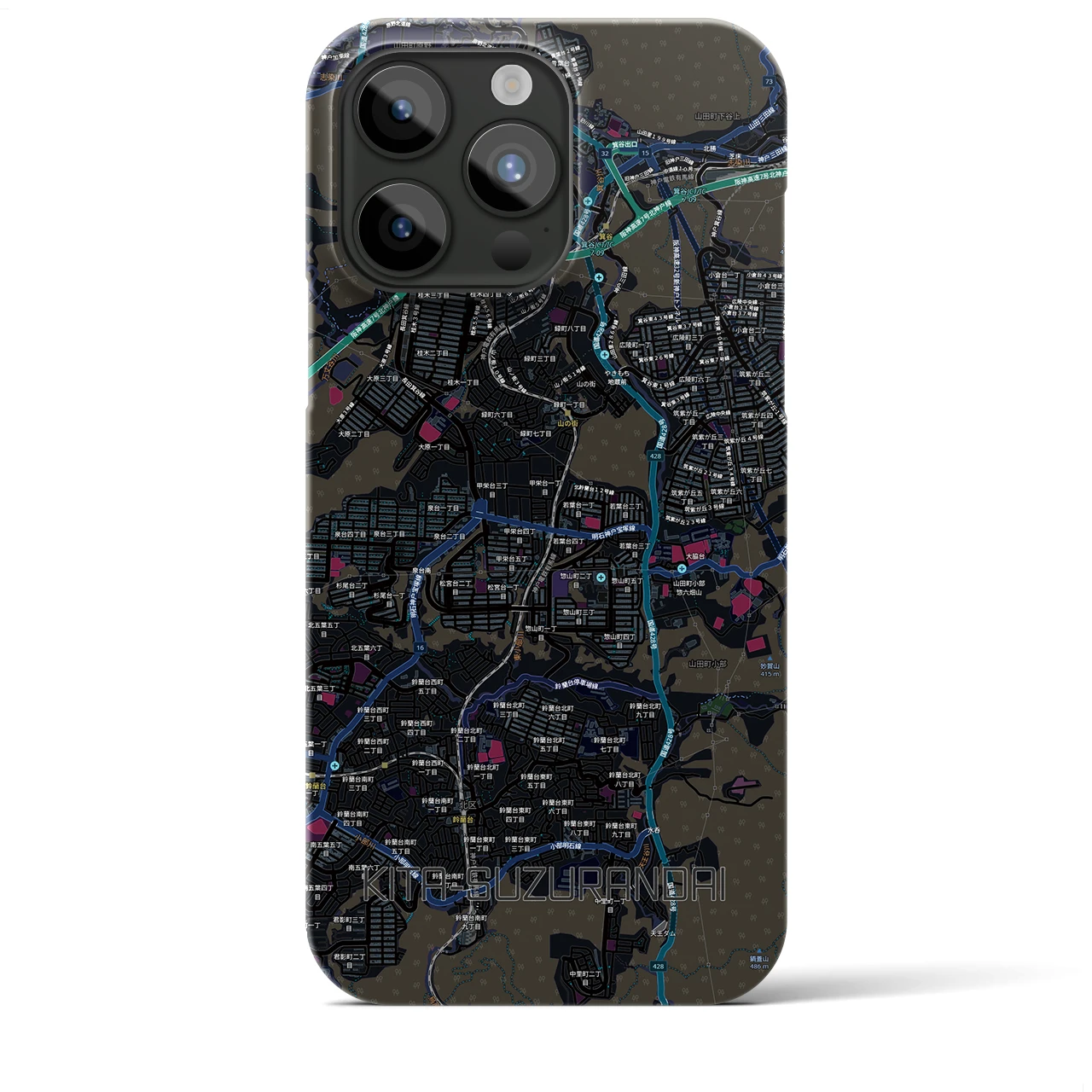 【北鈴蘭台（兵庫県）】地図柄iPhoneケース（バックカバータイプ）