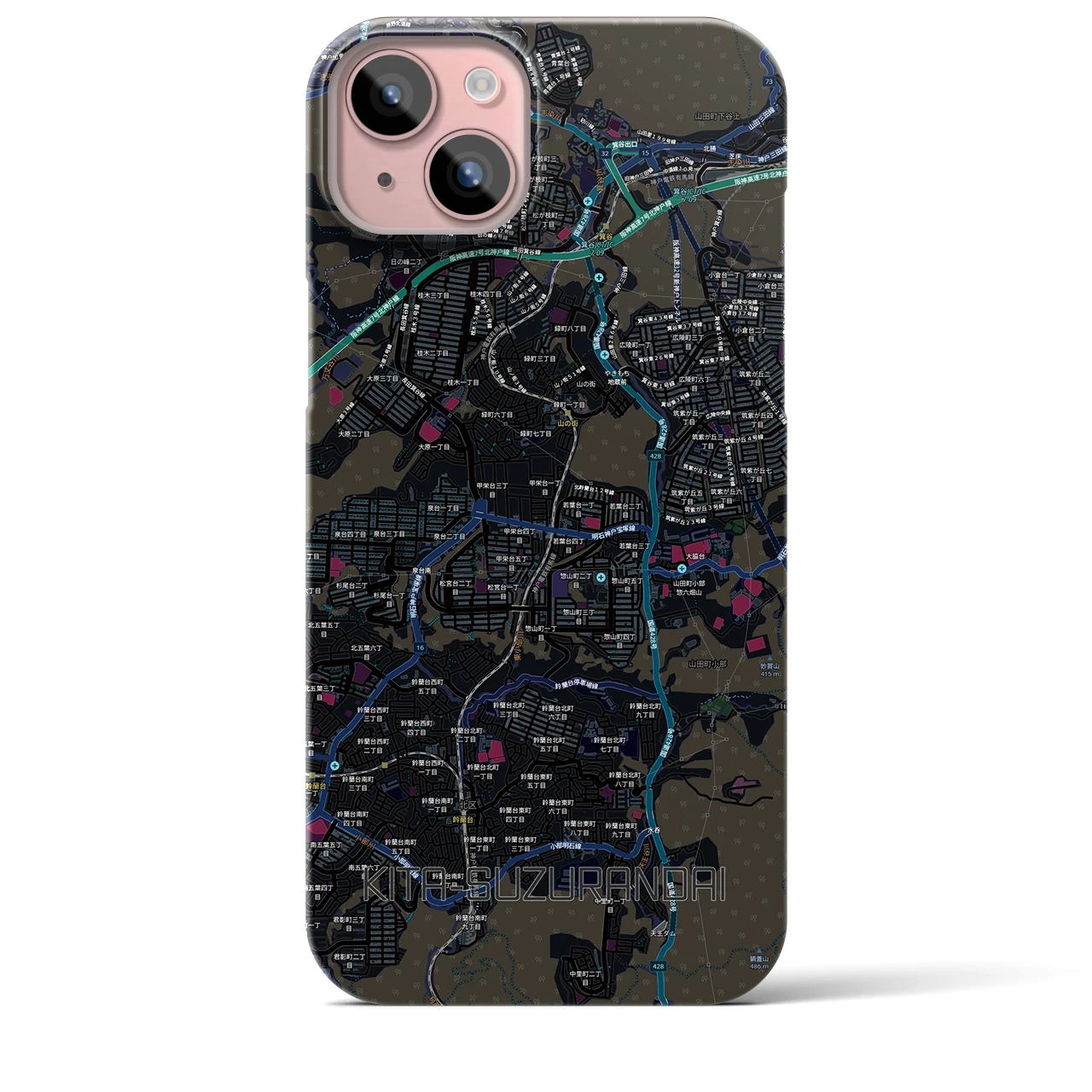 【北鈴蘭台（兵庫県）】地図柄iPhoneケース（バックカバータイプ）