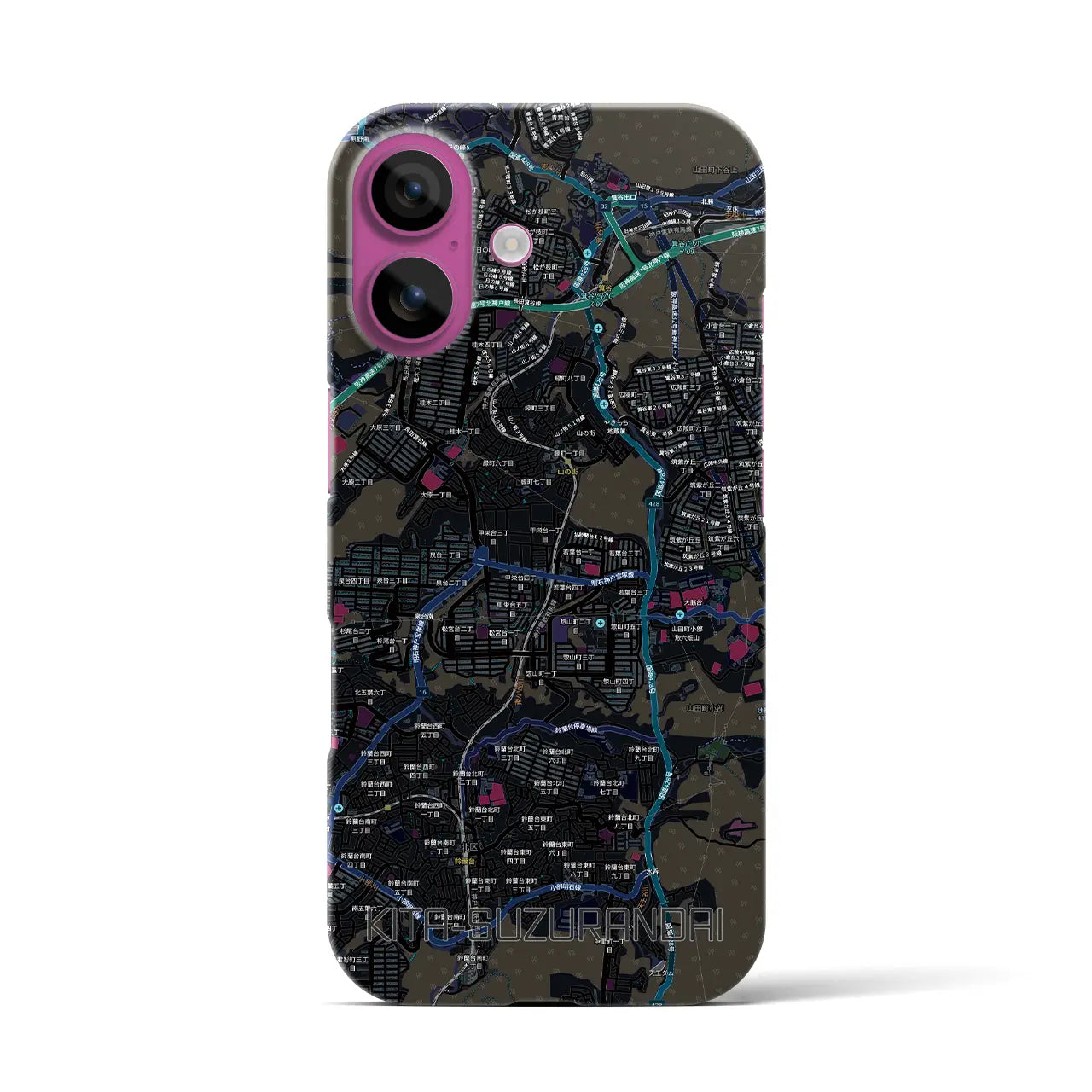 【北鈴蘭台（兵庫県）】地図柄iPhoneケース（バックカバータイプ）