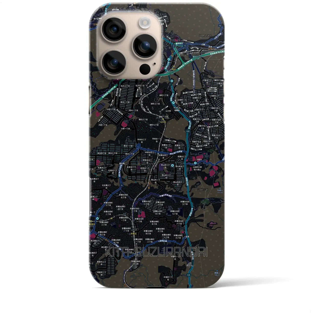 【北鈴蘭台（兵庫県）】地図柄iPhoneケース（バックカバータイプ）