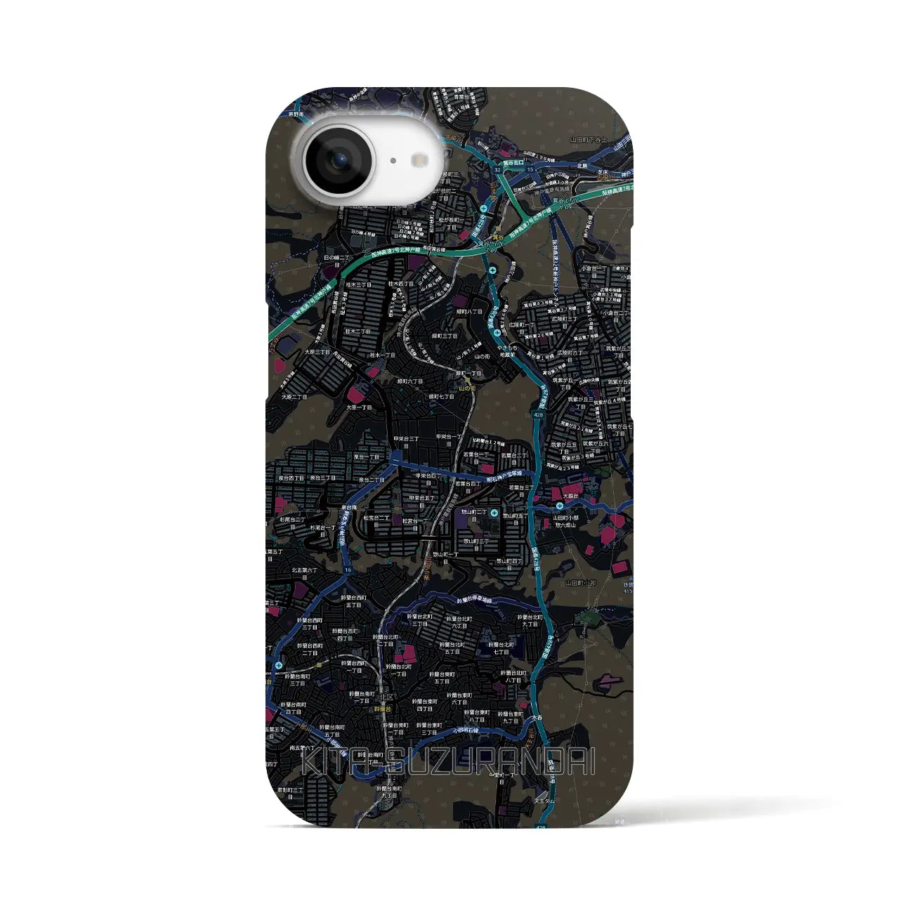 【北鈴蘭台（兵庫県）】地図柄iPhoneケース（バックカバータイプ）