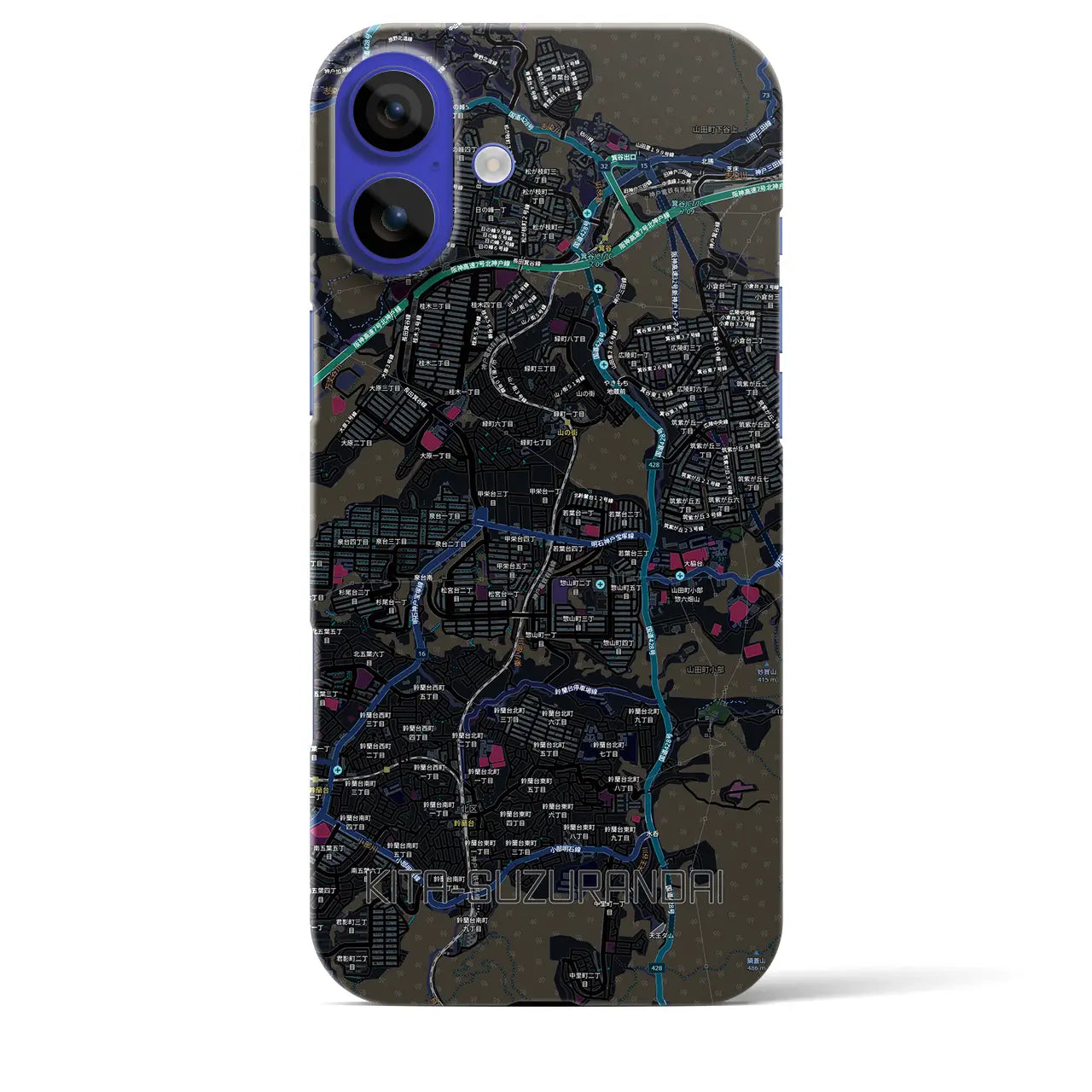 【北鈴蘭台（兵庫県）】地図柄iPhoneケース（バックカバータイプ）
