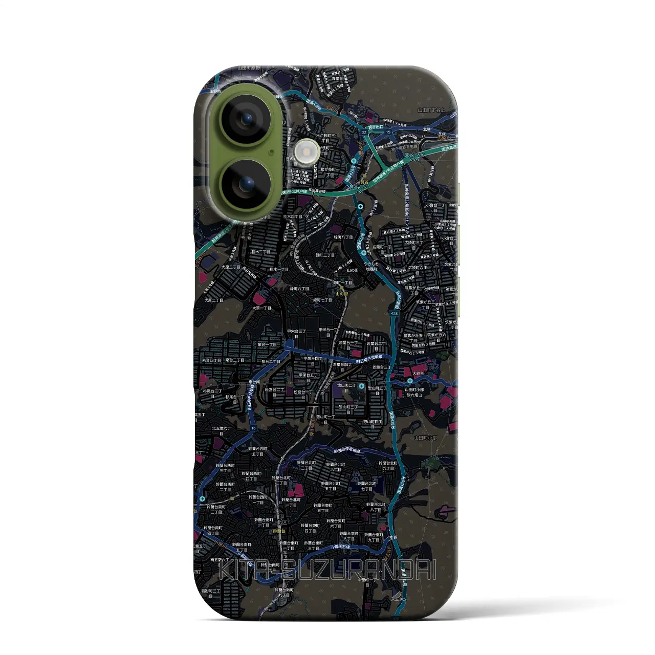 【北鈴蘭台（兵庫県）】地図柄iPhoneケース（バックカバータイプ）