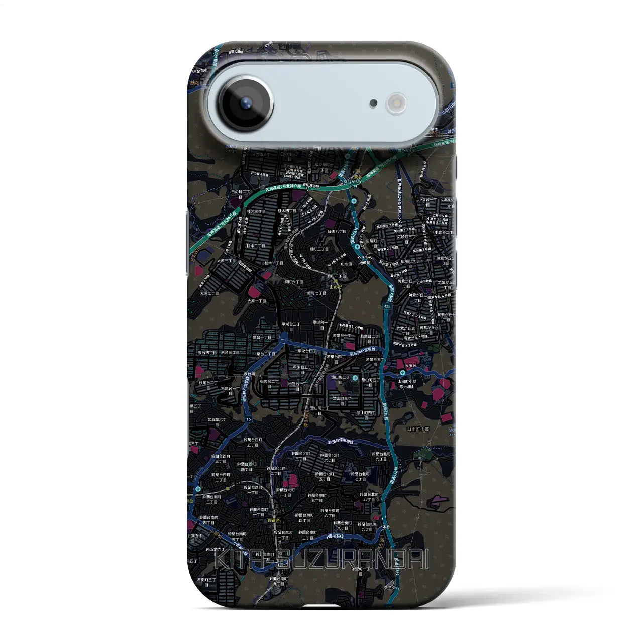 【北鈴蘭台（兵庫県）】地図柄iPhoneケース（バックカバータイプ）
