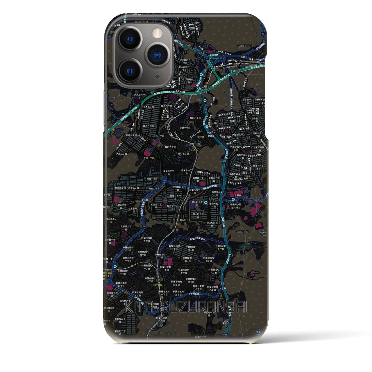 【北鈴蘭台（兵庫県）】地図柄iPhoneケース（バックカバータイプ）