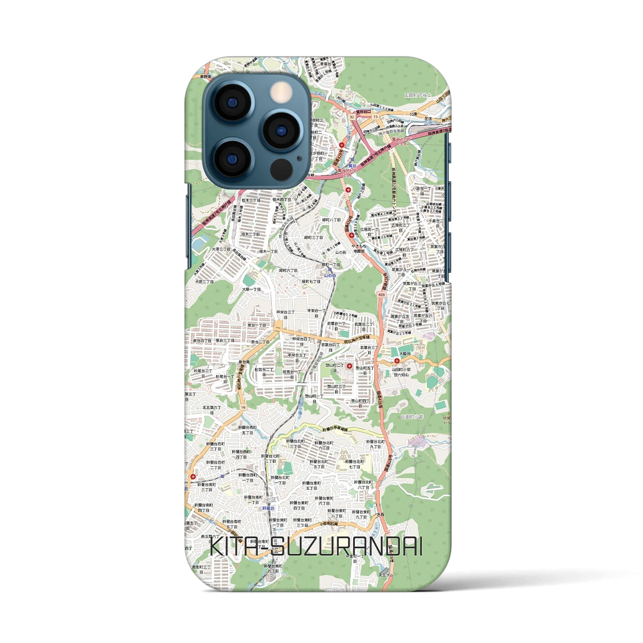 【北鈴蘭台（兵庫県）】地図柄iPhoneケース（バックカバータイプ）