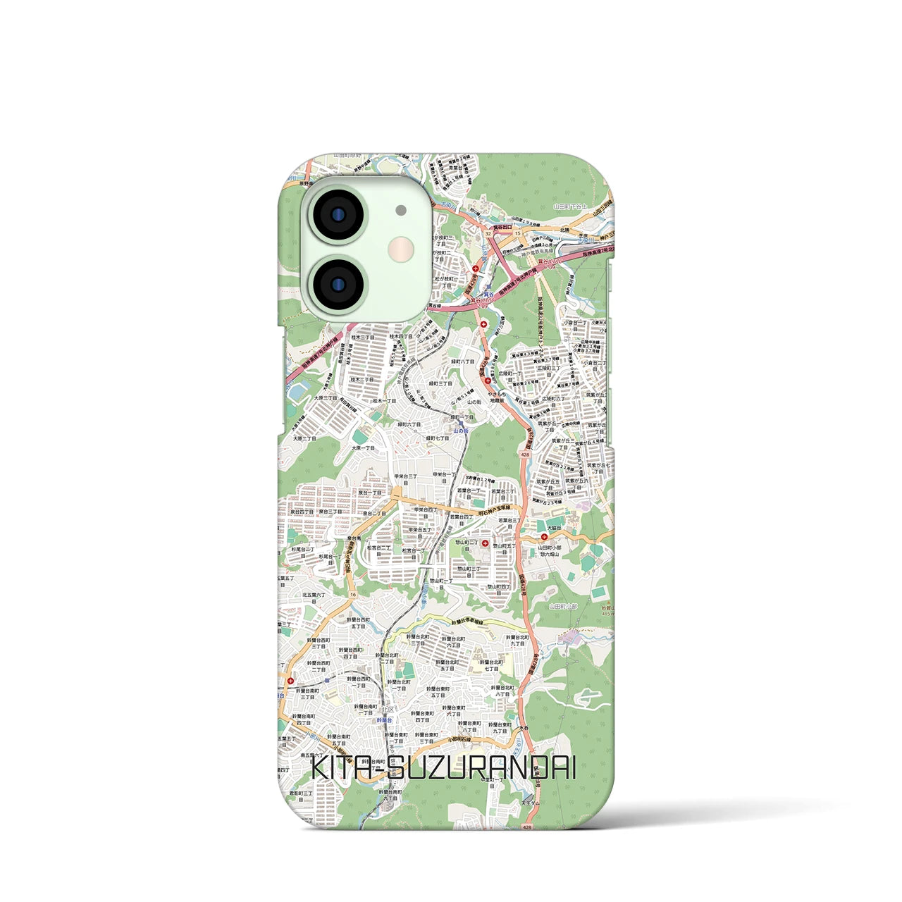 【北鈴蘭台（兵庫県）】地図柄iPhoneケース（バックカバータイプ）