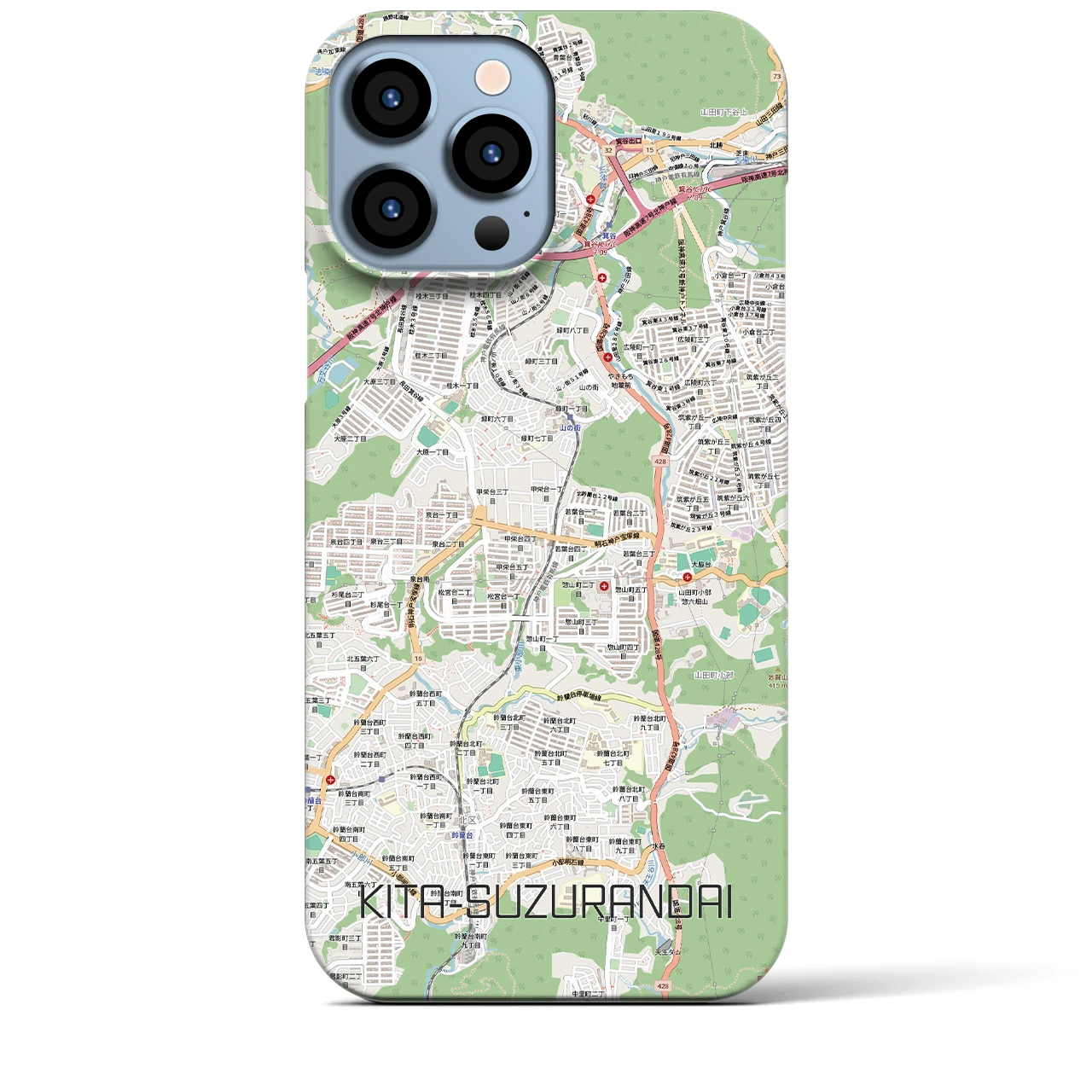 【北鈴蘭台（兵庫県）】地図柄iPhoneケース（バックカバータイプ）