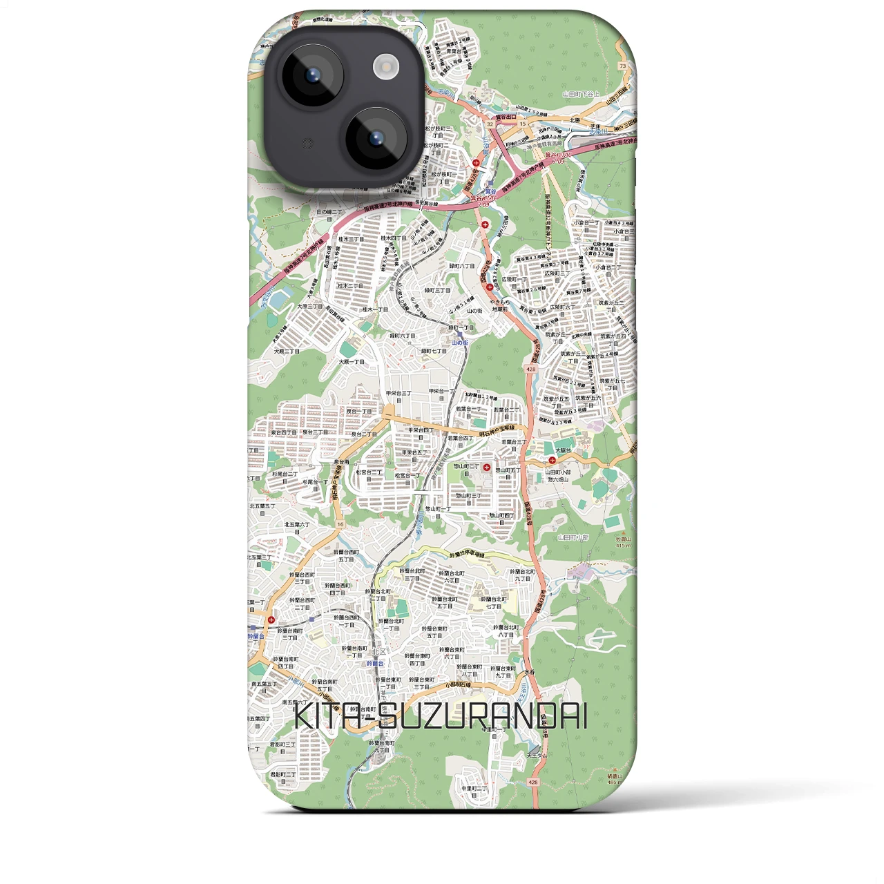 【北鈴蘭台（兵庫県）】地図柄iPhoneケース（バックカバータイプ）