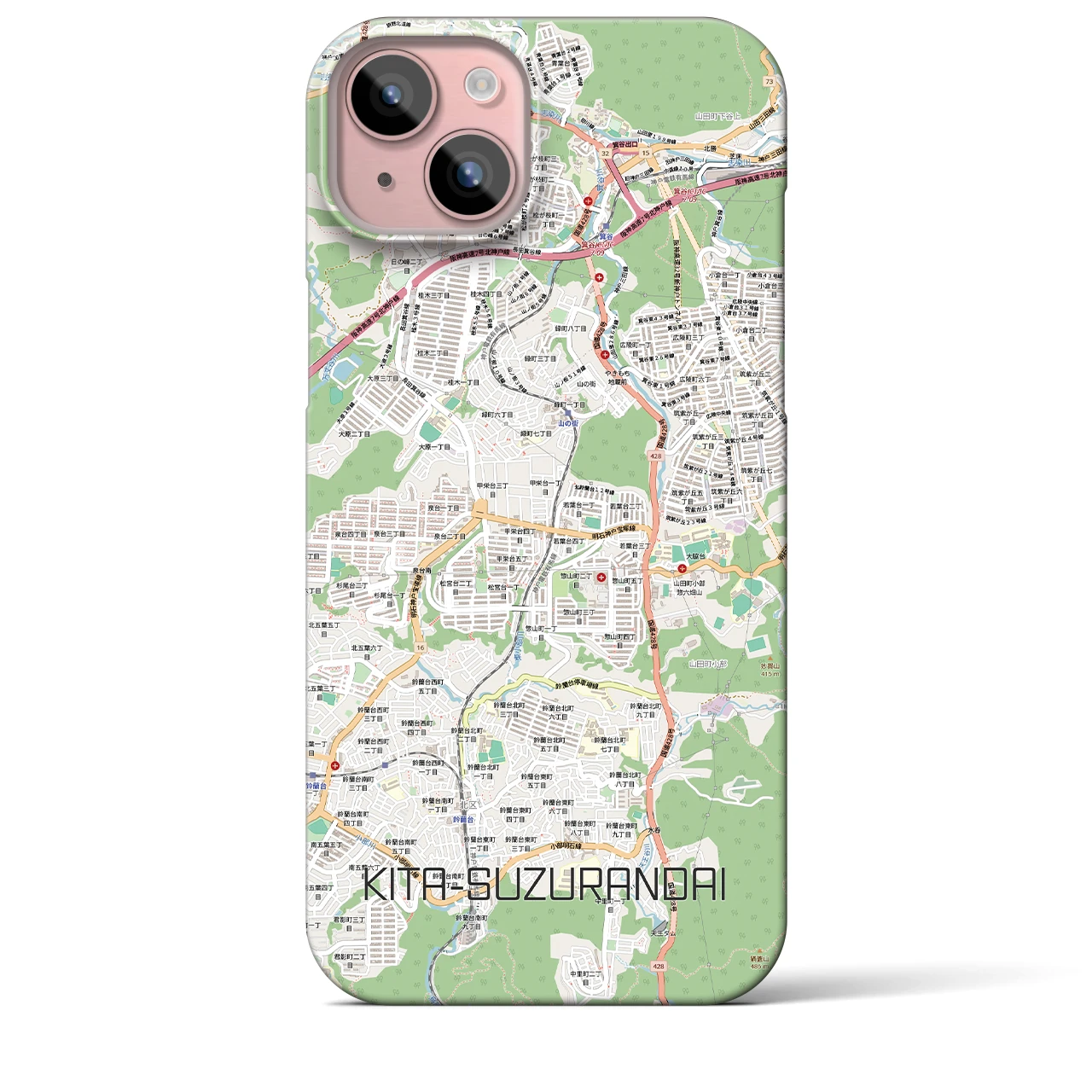 【北鈴蘭台（兵庫県）】地図柄iPhoneケース（バックカバータイプ）