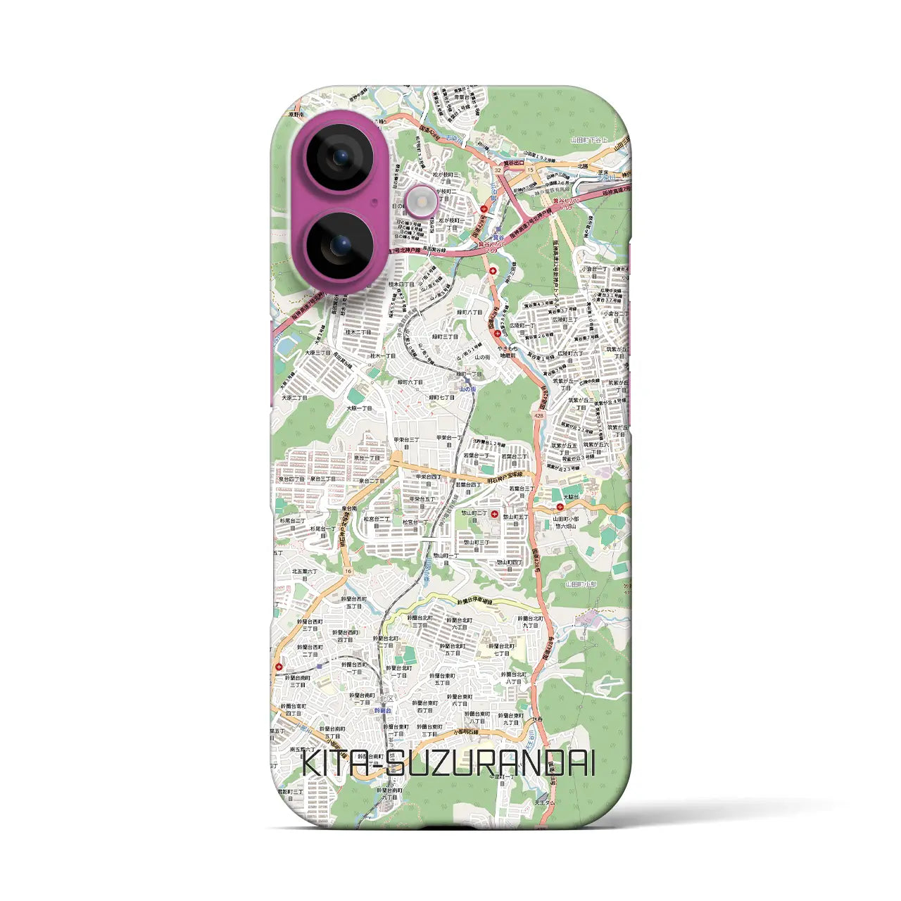 【北鈴蘭台（兵庫県）】地図柄iPhoneケース（バックカバータイプ）