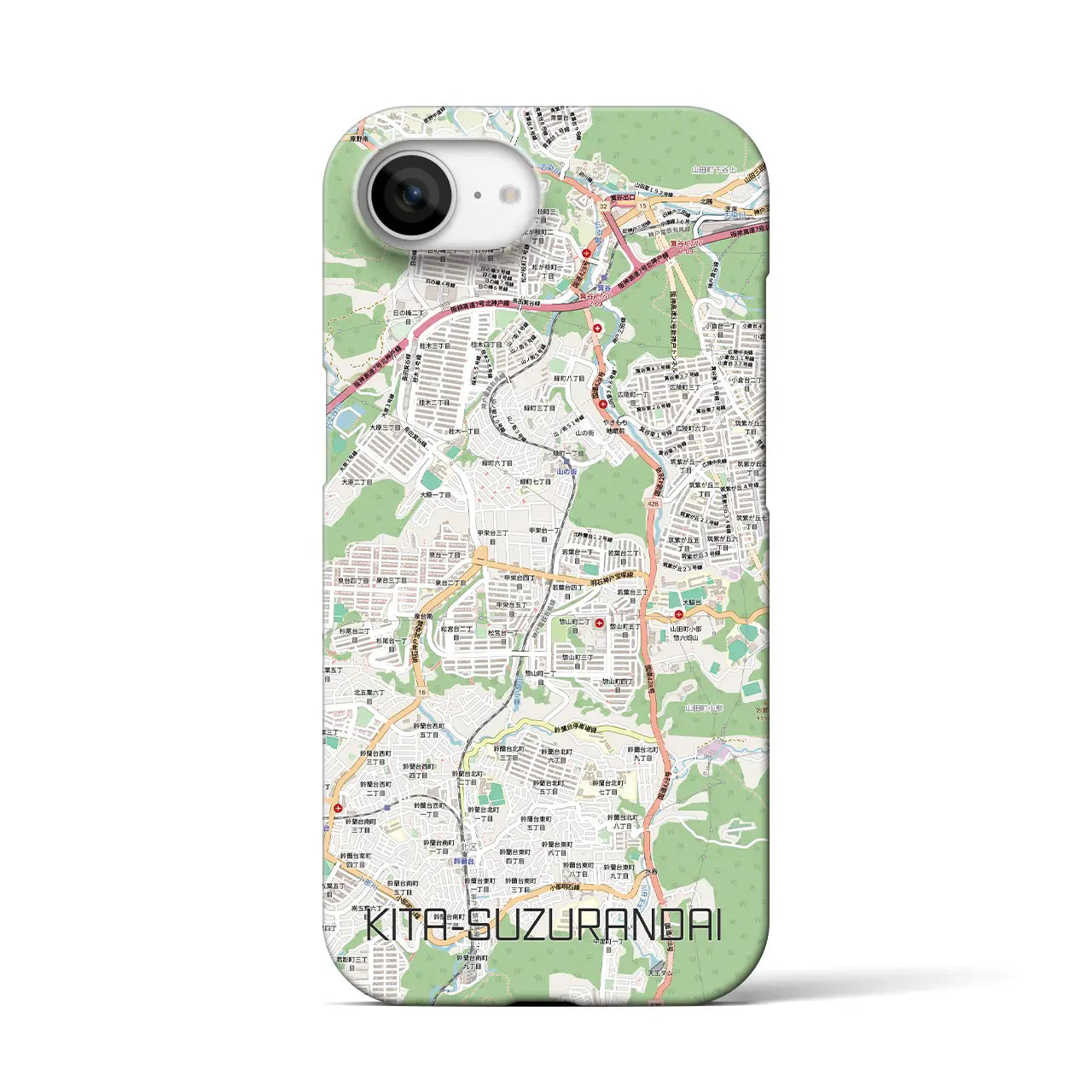 【北鈴蘭台（兵庫県）】地図柄iPhoneケース（バックカバータイプ）