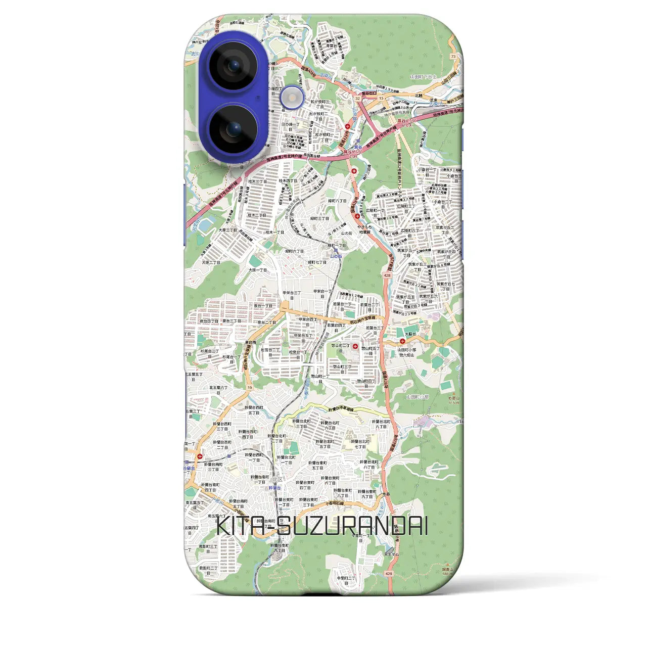 【北鈴蘭台（兵庫県）】地図柄iPhoneケース（バックカバータイプ）