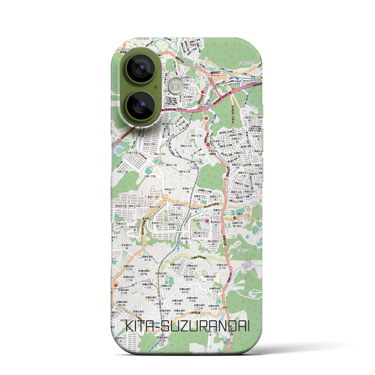 【北鈴蘭台（兵庫県）】地図柄iPhoneケース（バックカバータイプ）