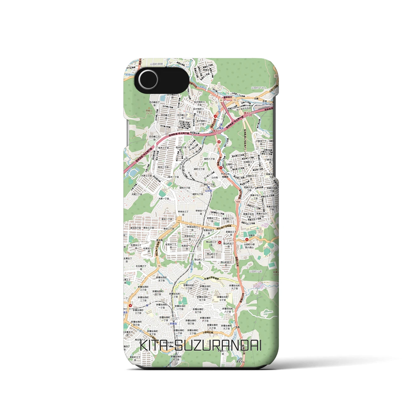 【北鈴蘭台（兵庫県）】地図柄iPhoneケース（バックカバータイプ）