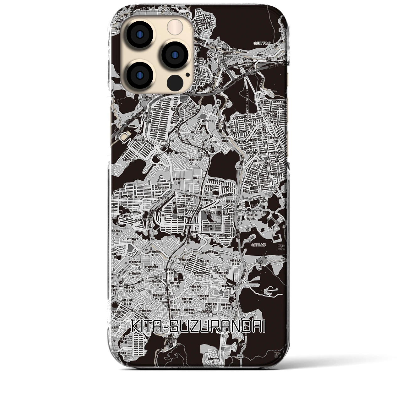 【北鈴蘭台（兵庫県）】地図柄iPhoneケース（クリアタイプ）