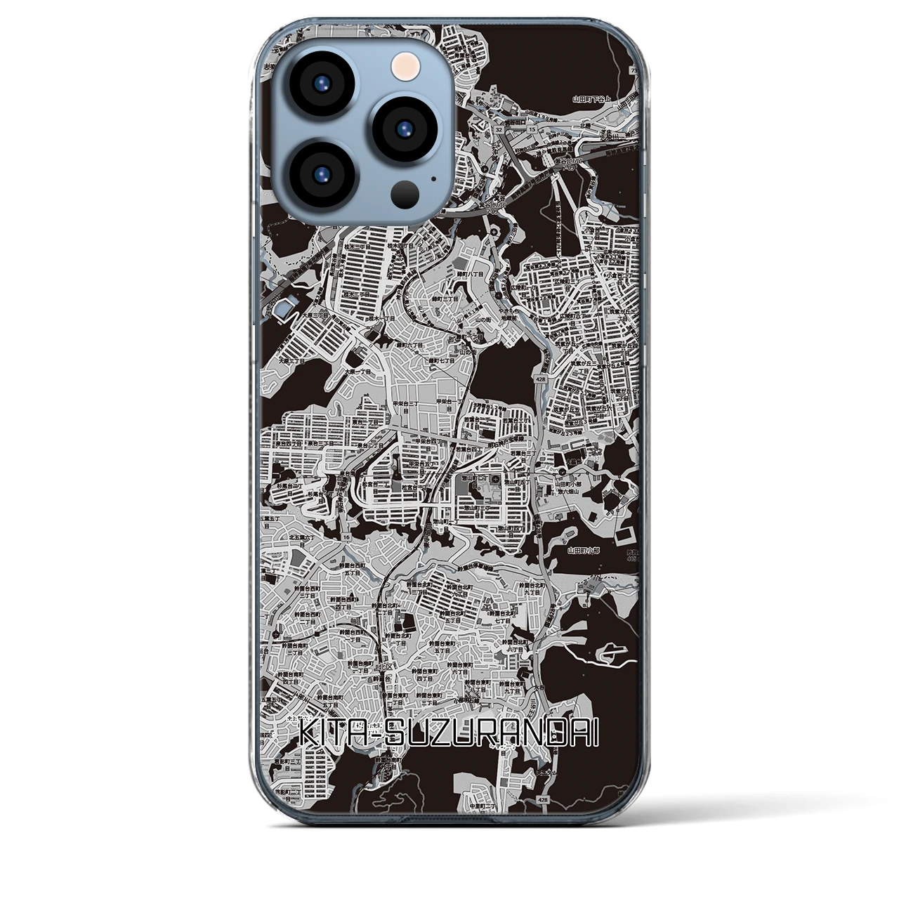 【北鈴蘭台（兵庫県）】地図柄iPhoneケース（クリアタイプ）