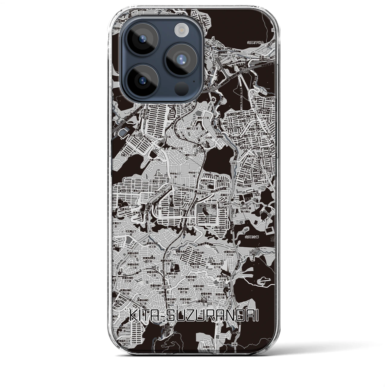 【北鈴蘭台（兵庫県）】地図柄iPhoneケース（クリアタイプ）
