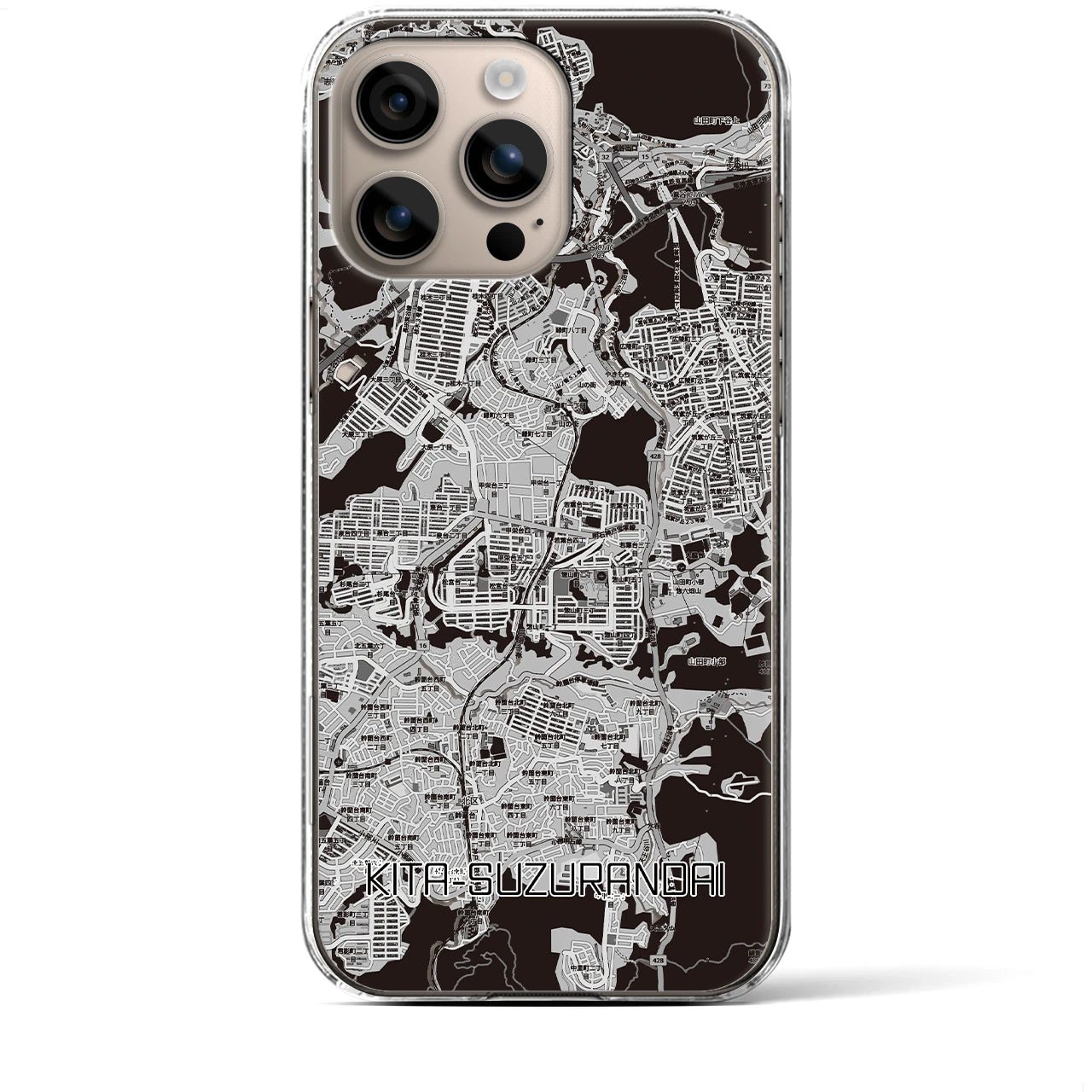 【北鈴蘭台（兵庫県）】地図柄iPhoneケース（クリアタイプ）