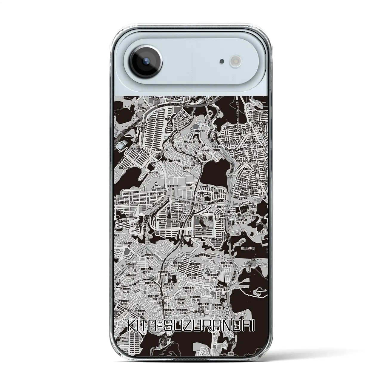 【北鈴蘭台（兵庫県）】地図柄iPhoneケース（クリアタイプ）モノトーン・iPhone 17 Pro Max 用