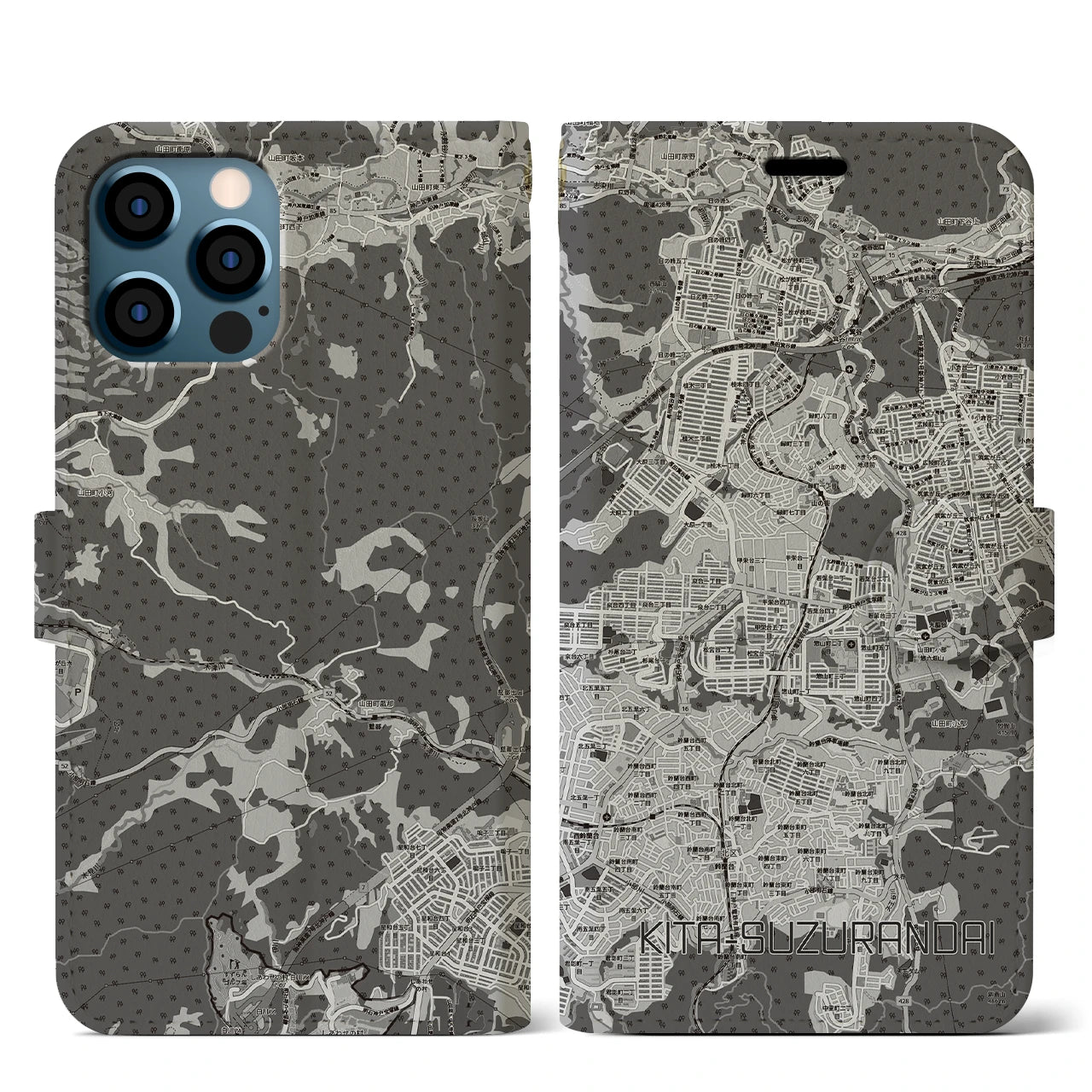 【北鈴蘭台（兵庫県）】地図柄iPhoneケース（手帳タイプ）