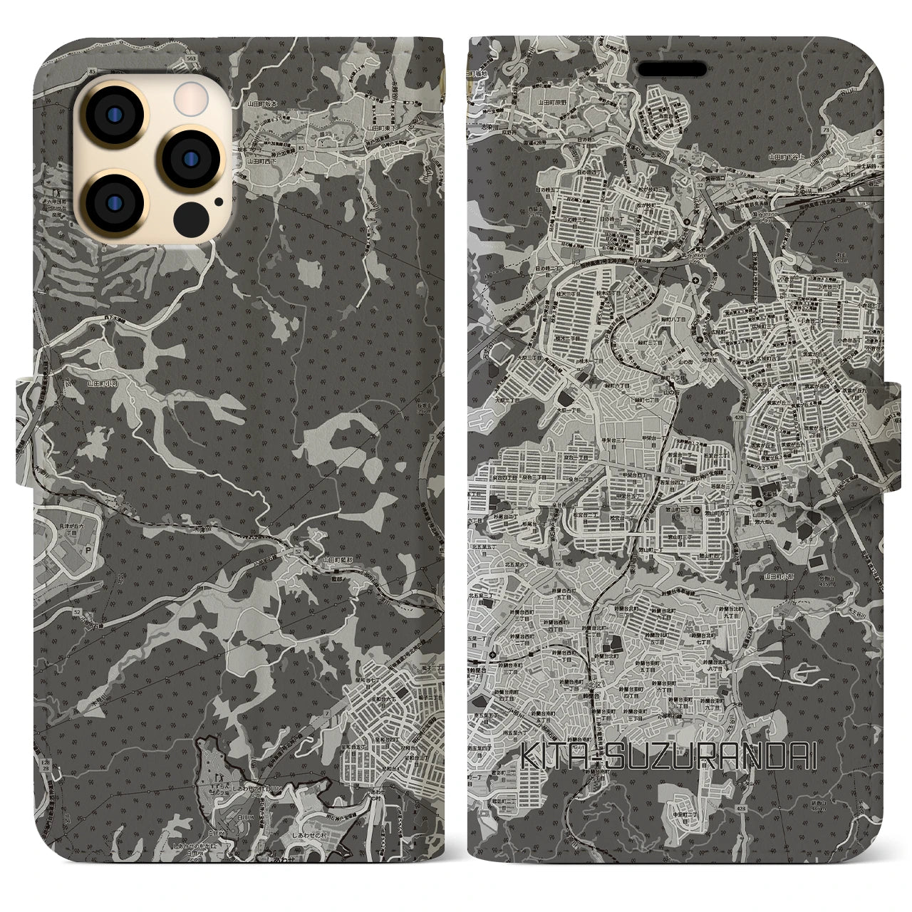 【北鈴蘭台（兵庫県）】地図柄iPhoneケース（手帳タイプ）