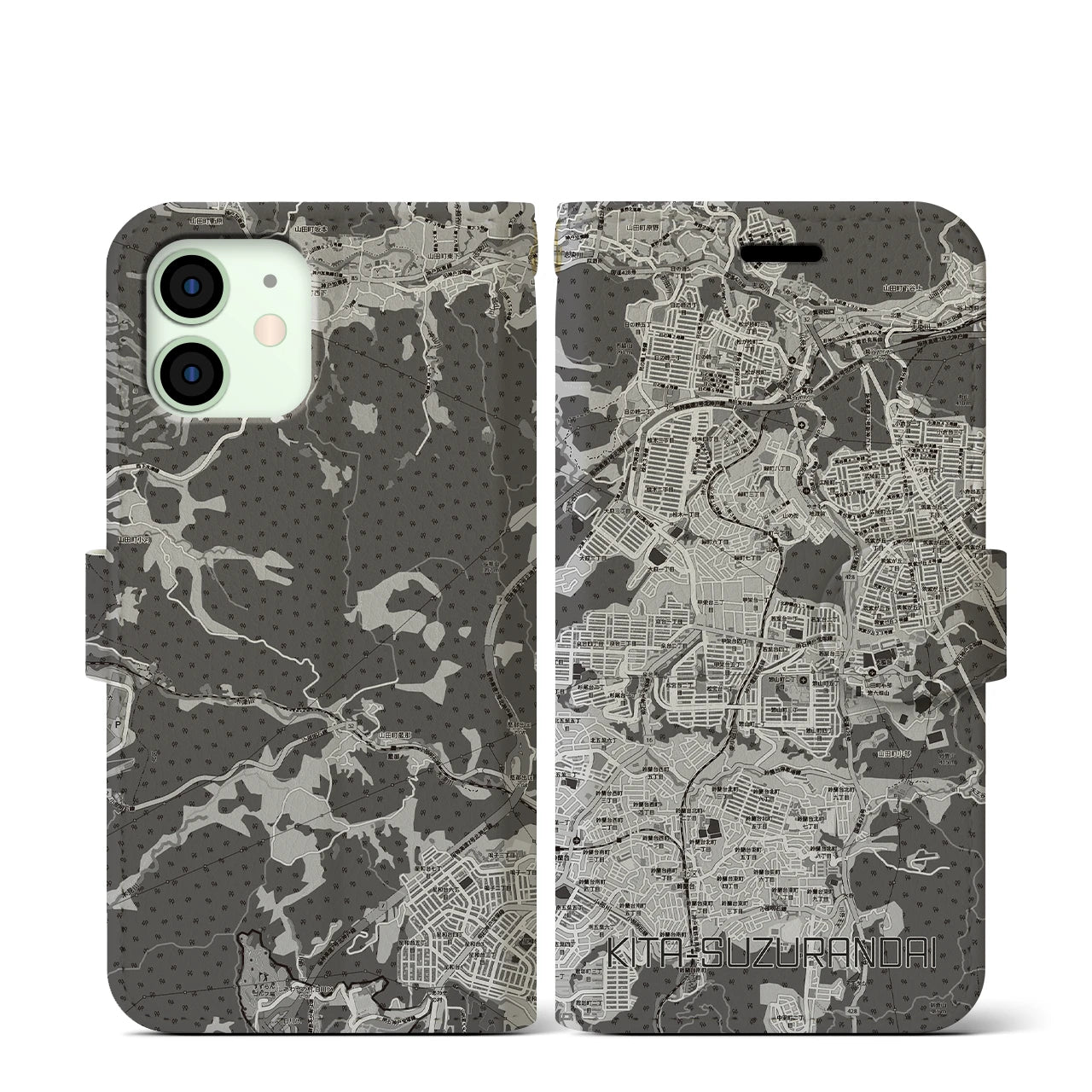 【北鈴蘭台（兵庫県）】地図柄iPhoneケース（手帳タイプ）