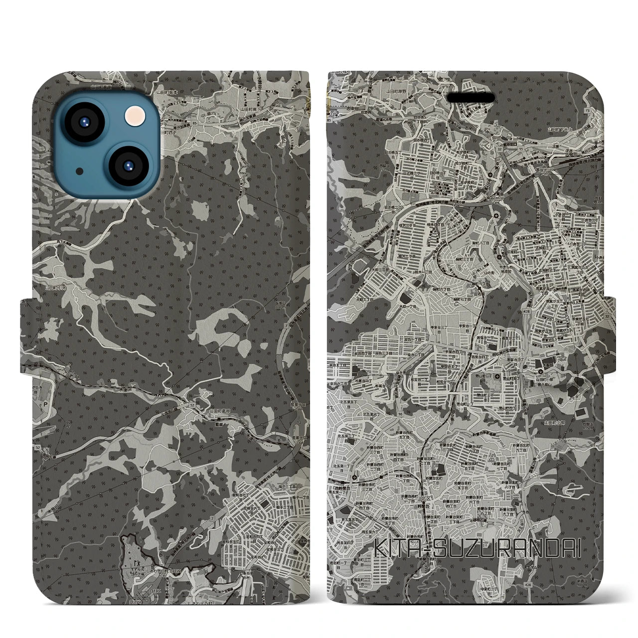 【北鈴蘭台（兵庫県）】地図柄iPhoneケース（手帳タイプ）