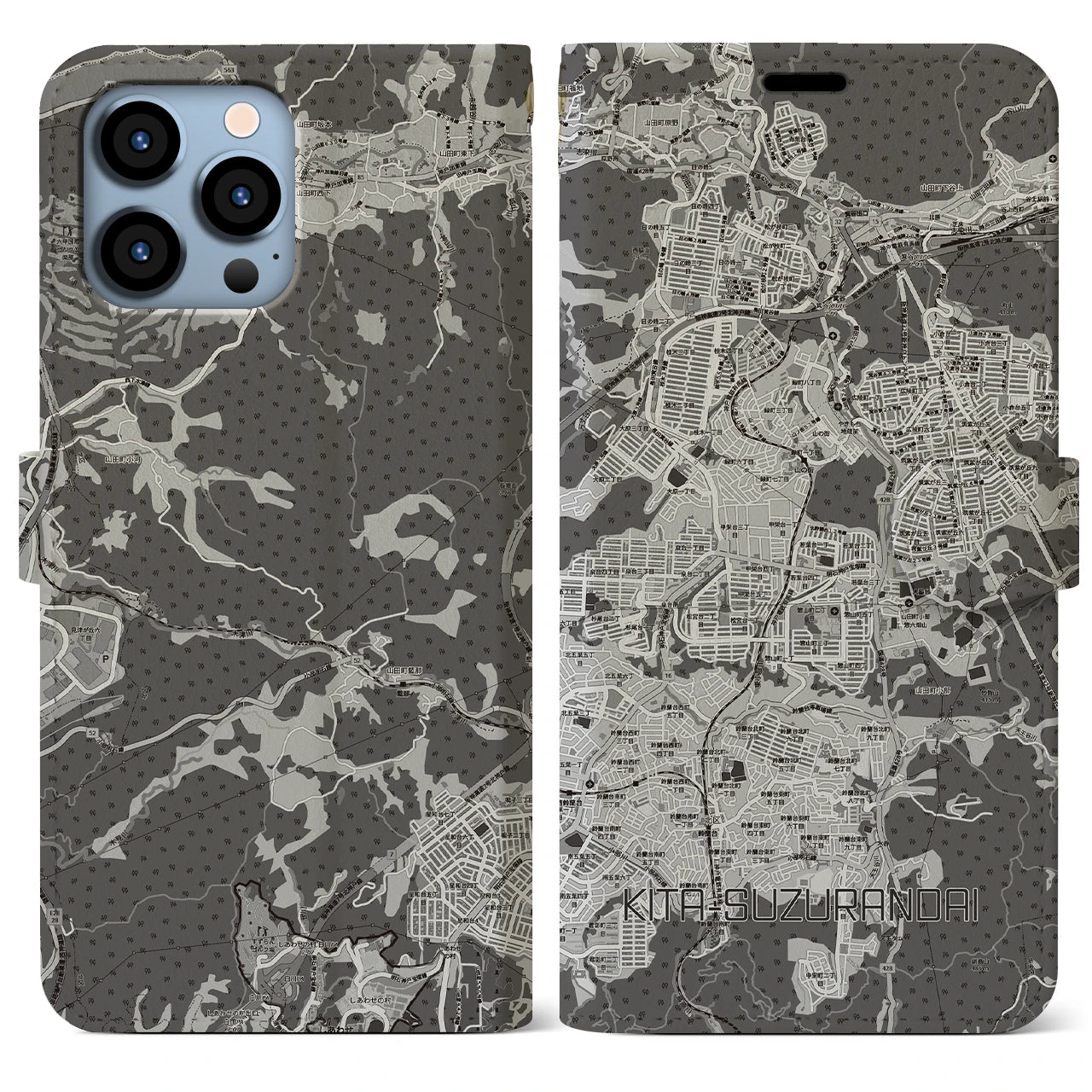 【北鈴蘭台（兵庫県）】地図柄iPhoneケース（手帳タイプ）