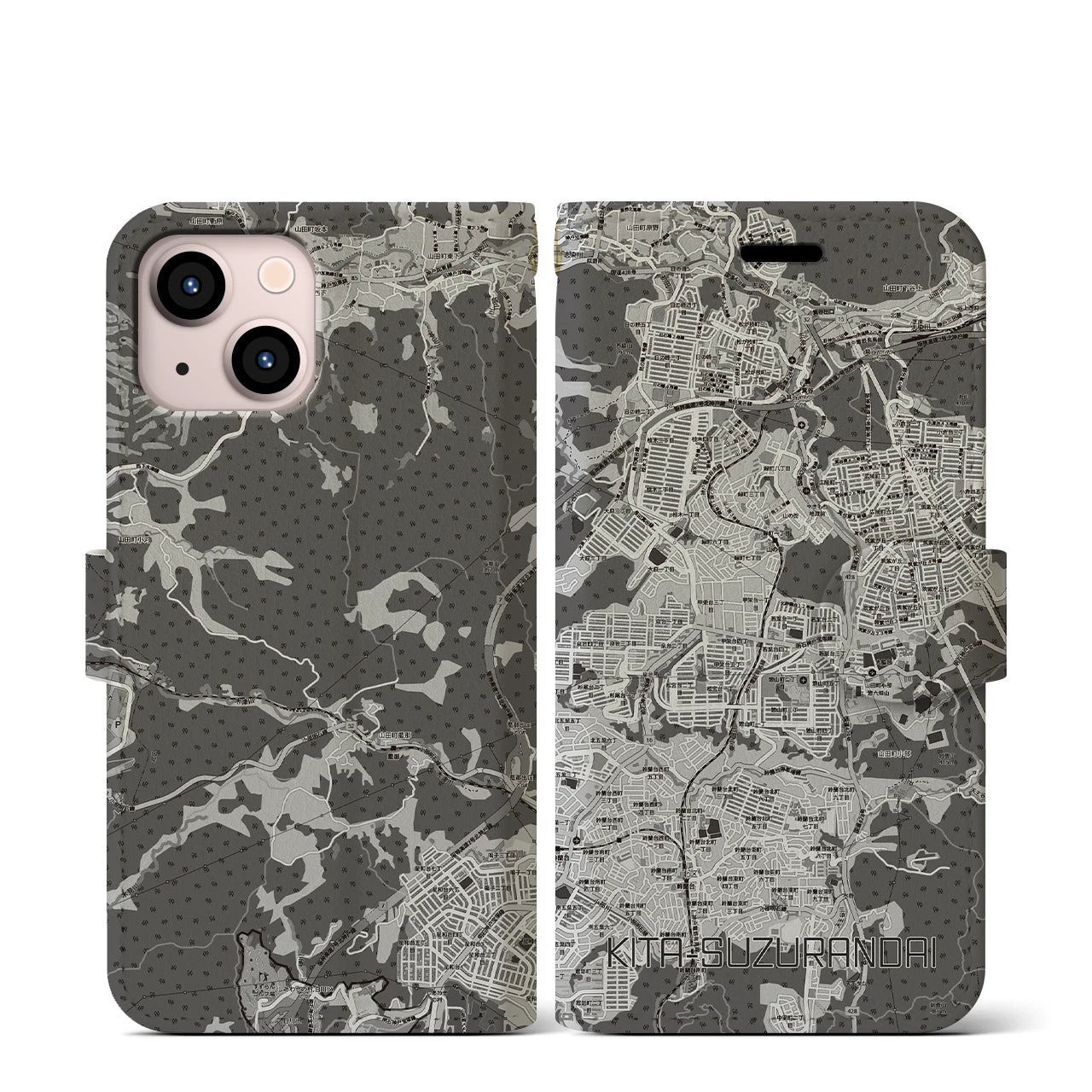 【北鈴蘭台（兵庫県）】地図柄iPhoneケース（手帳タイプ）