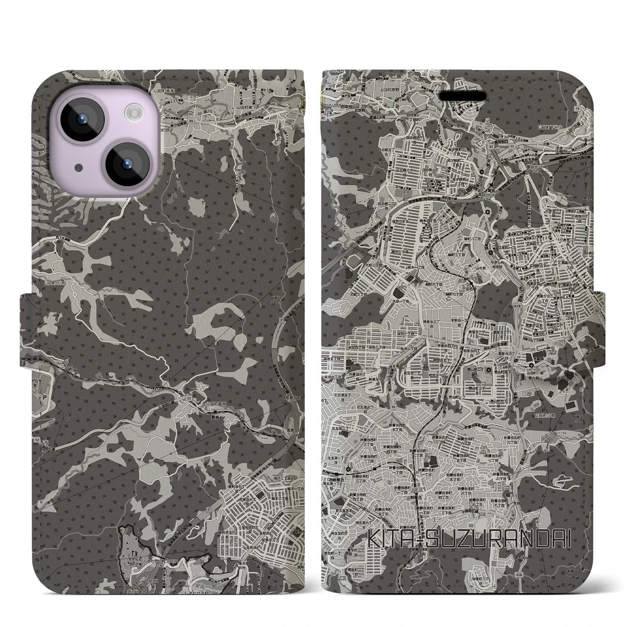 【北鈴蘭台（兵庫県）】地図柄iPhoneケース（手帳タイプ）