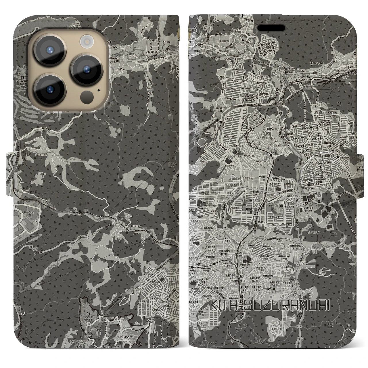 【北鈴蘭台（兵庫県）】地図柄iPhoneケース（手帳タイプ）
