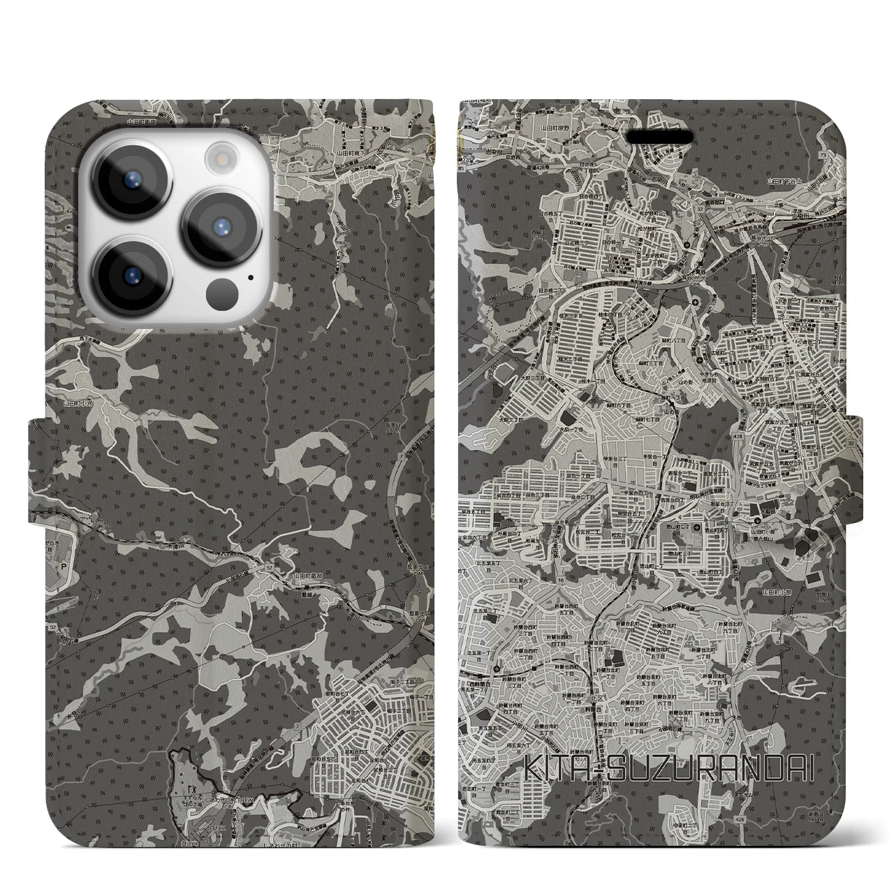 【北鈴蘭台（兵庫県）】地図柄iPhoneケース（手帳タイプ）