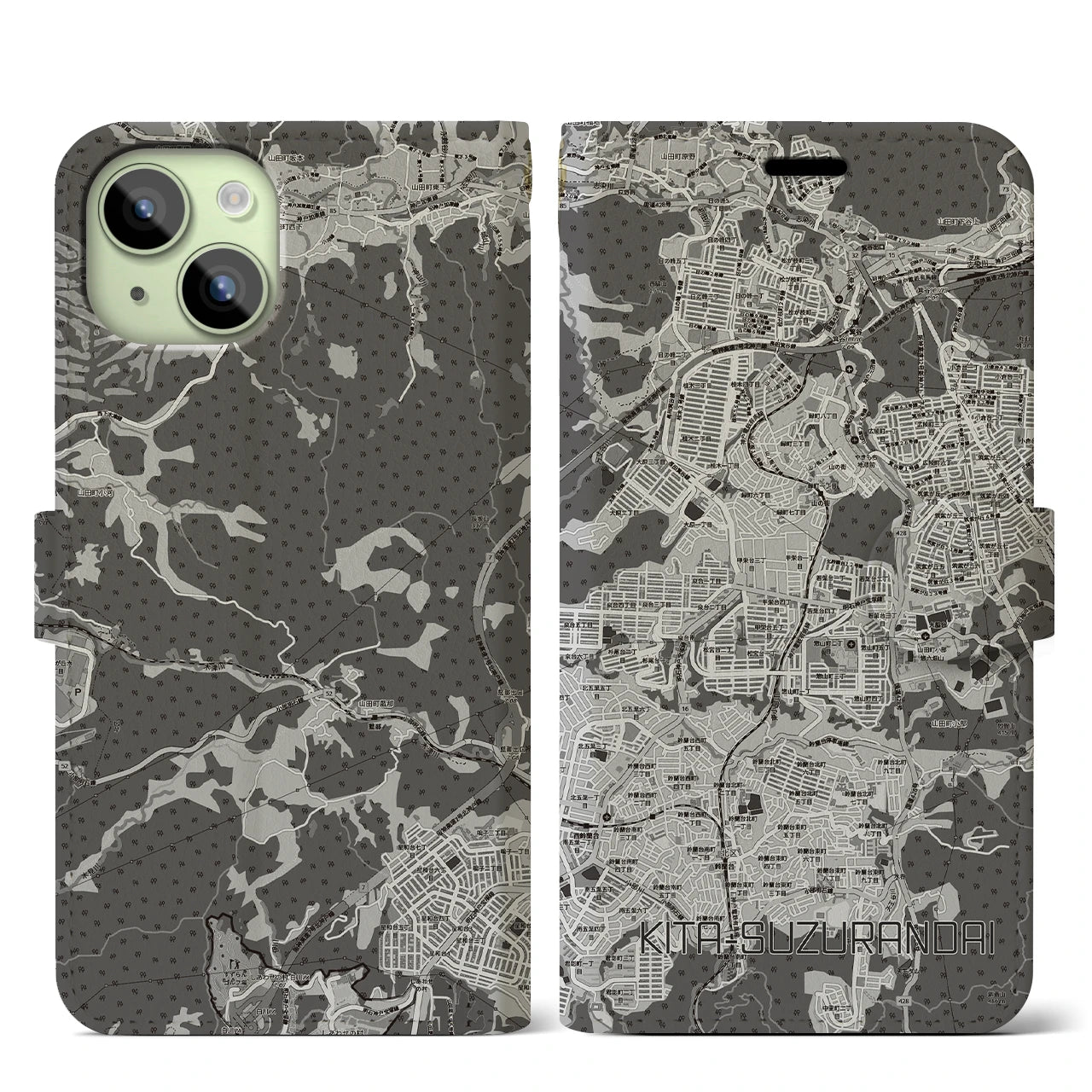 【北鈴蘭台（兵庫県）】地図柄iPhoneケース（手帳タイプ）