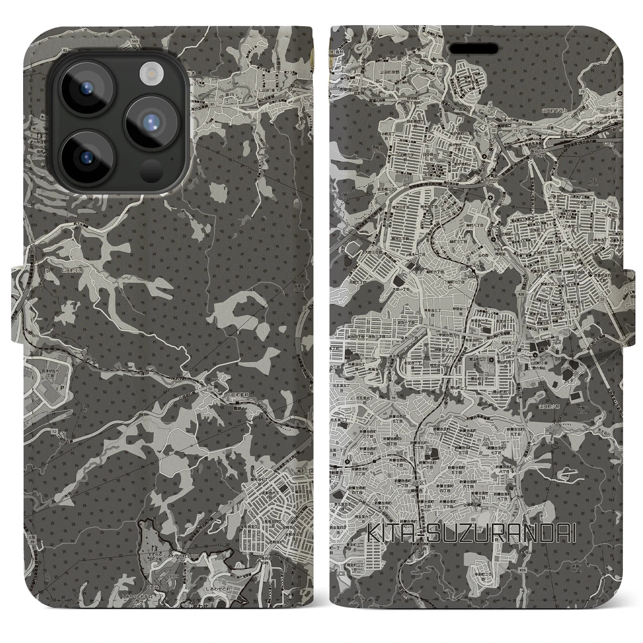 【北鈴蘭台（兵庫県）】地図柄iPhoneケース（手帳タイプ）