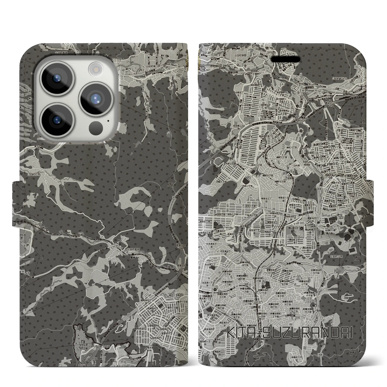 【北鈴蘭台（兵庫県）】地図柄iPhoneケース（手帳タイプ）