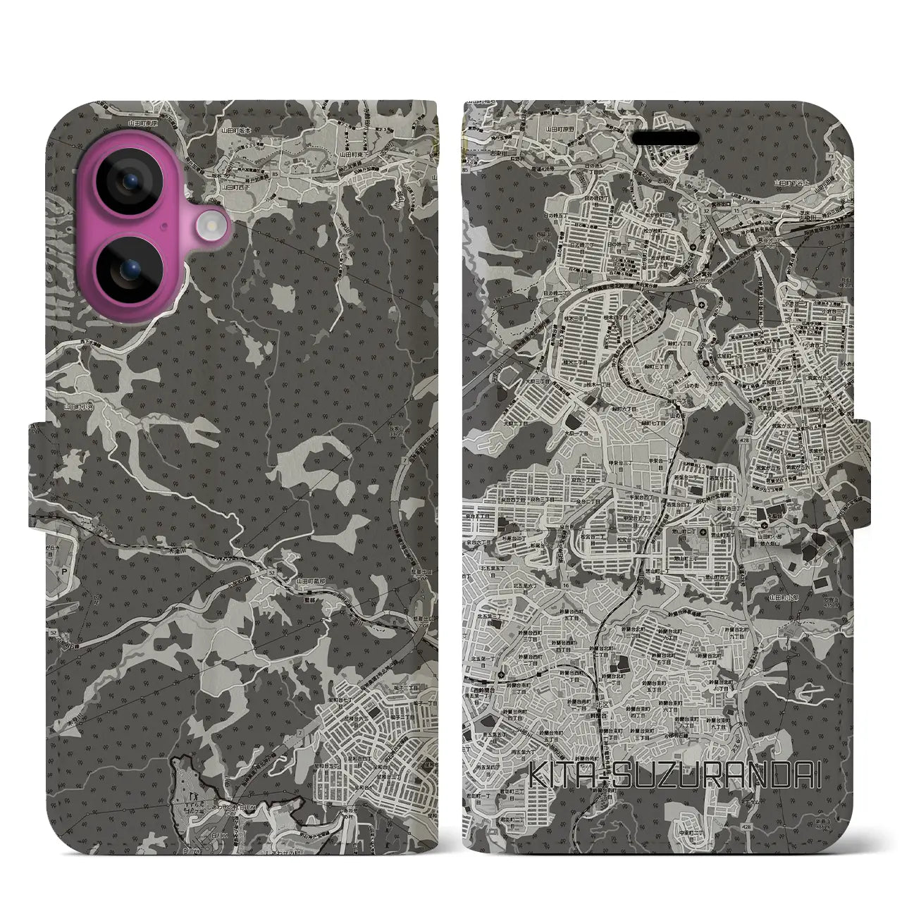 【北鈴蘭台（兵庫県）】地図柄iPhoneケース（手帳タイプ）