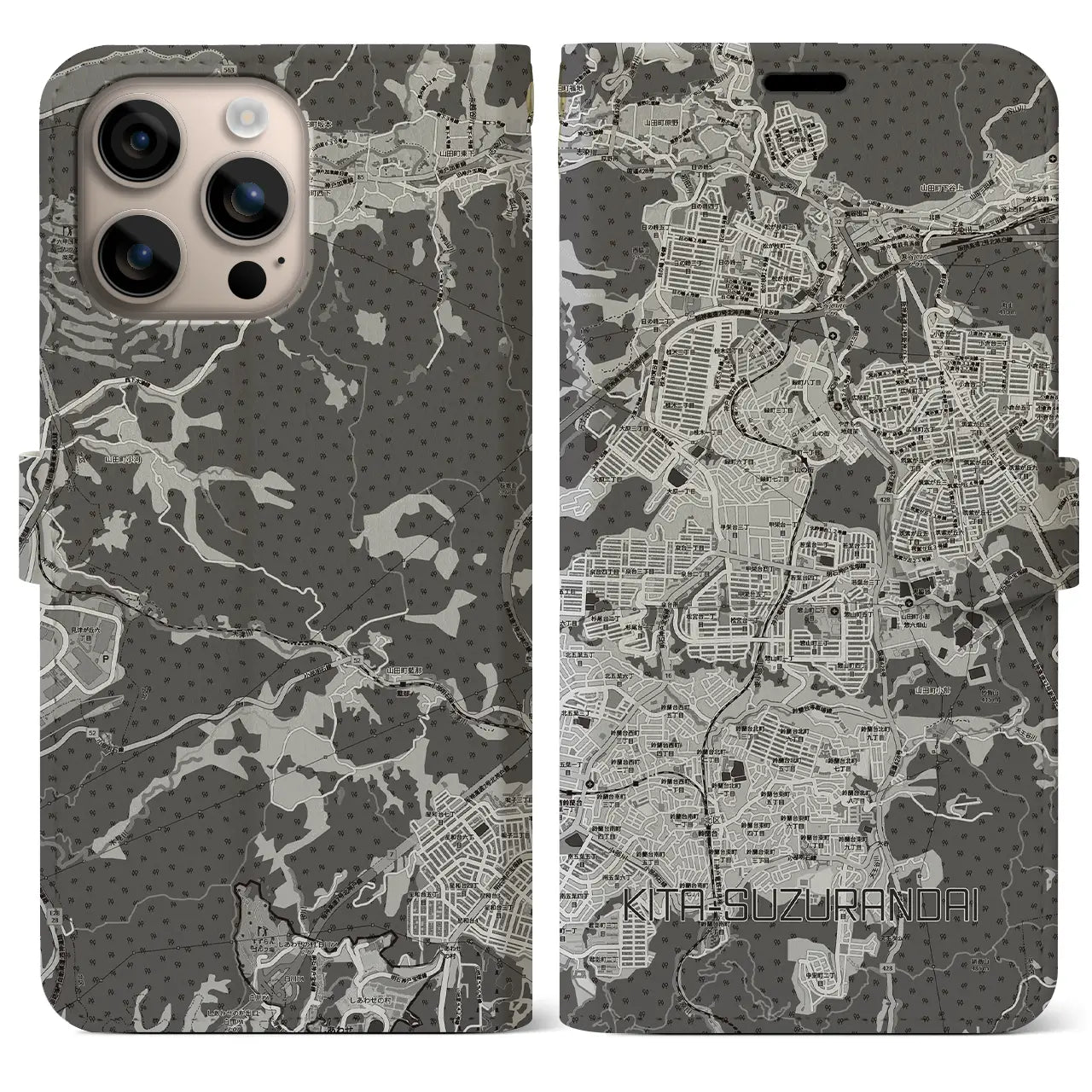【北鈴蘭台（兵庫県）】地図柄iPhoneケース（手帳タイプ）